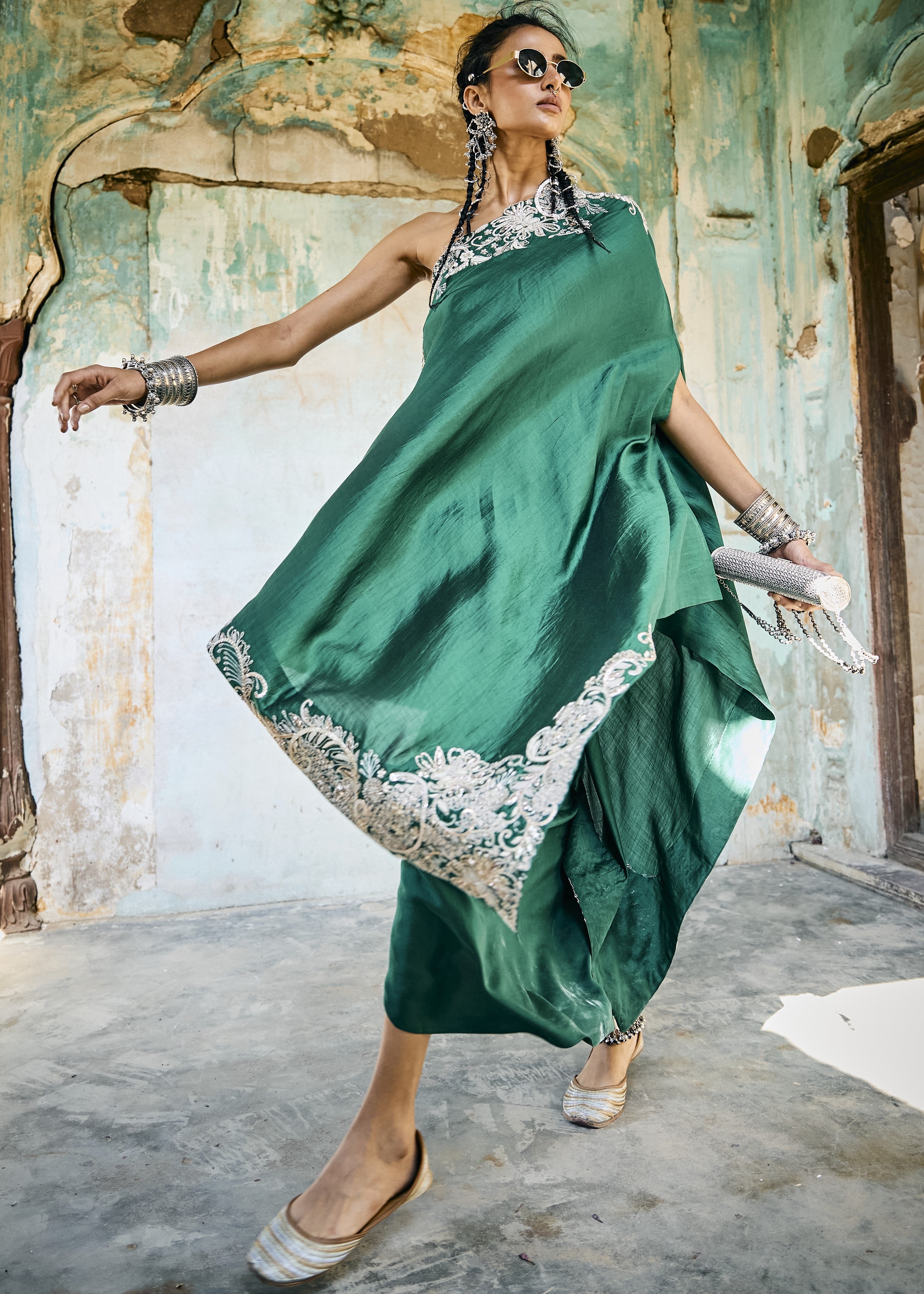 Emerald Green Off-Shoulder Set