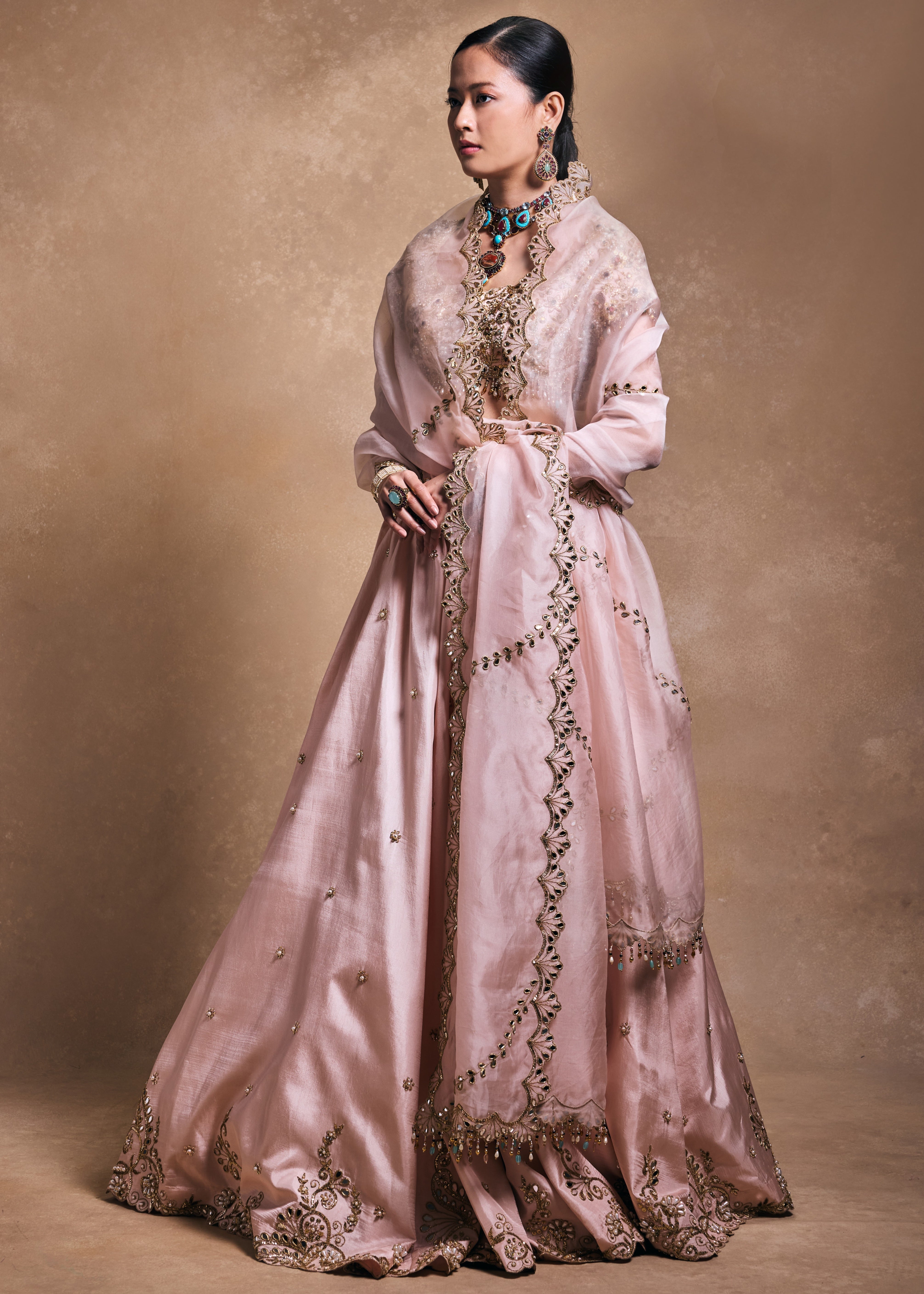 Baby Pink Silk Lehenga Set
