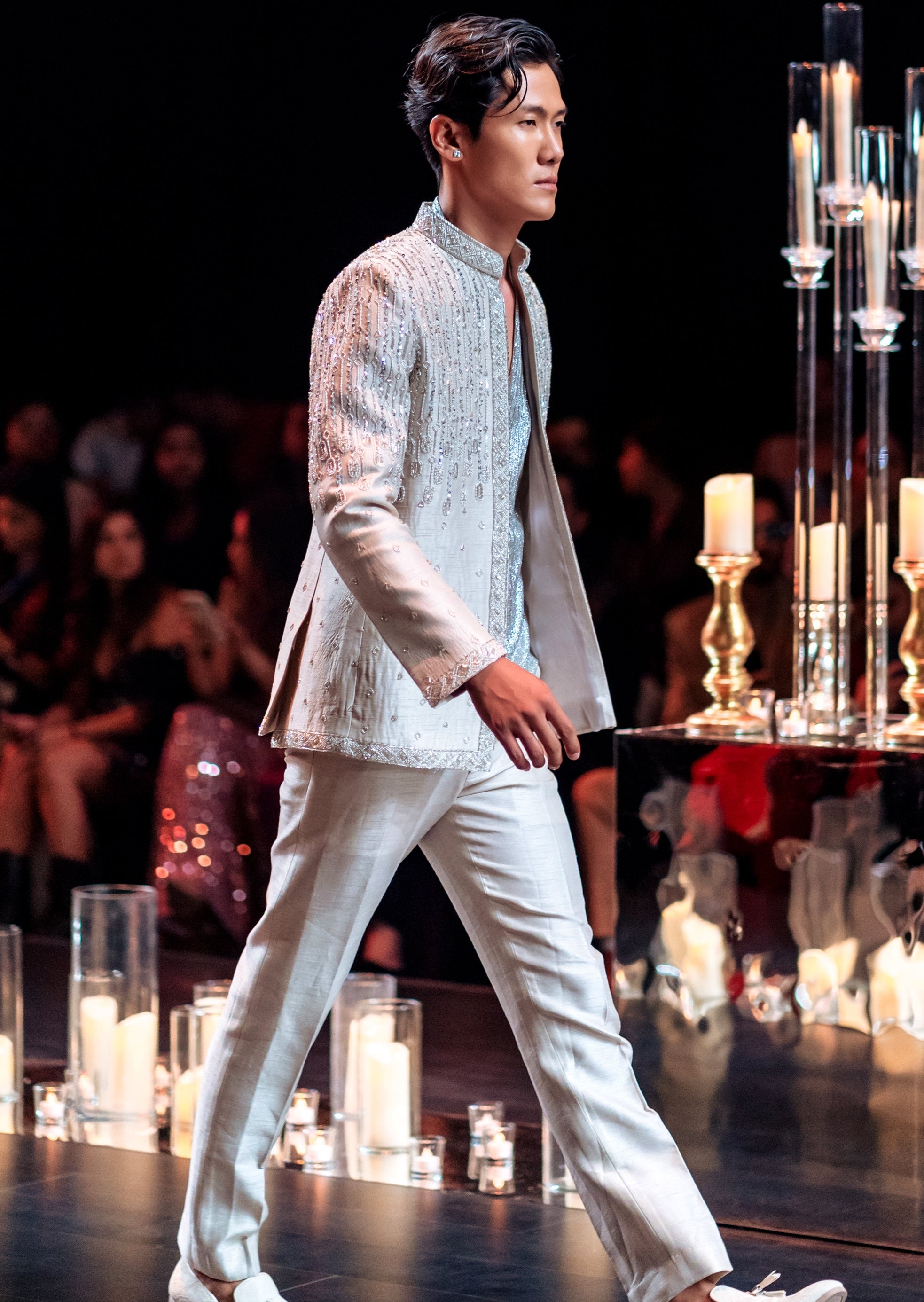 Grey Jodhpuri and Shimmer Kurta Set
