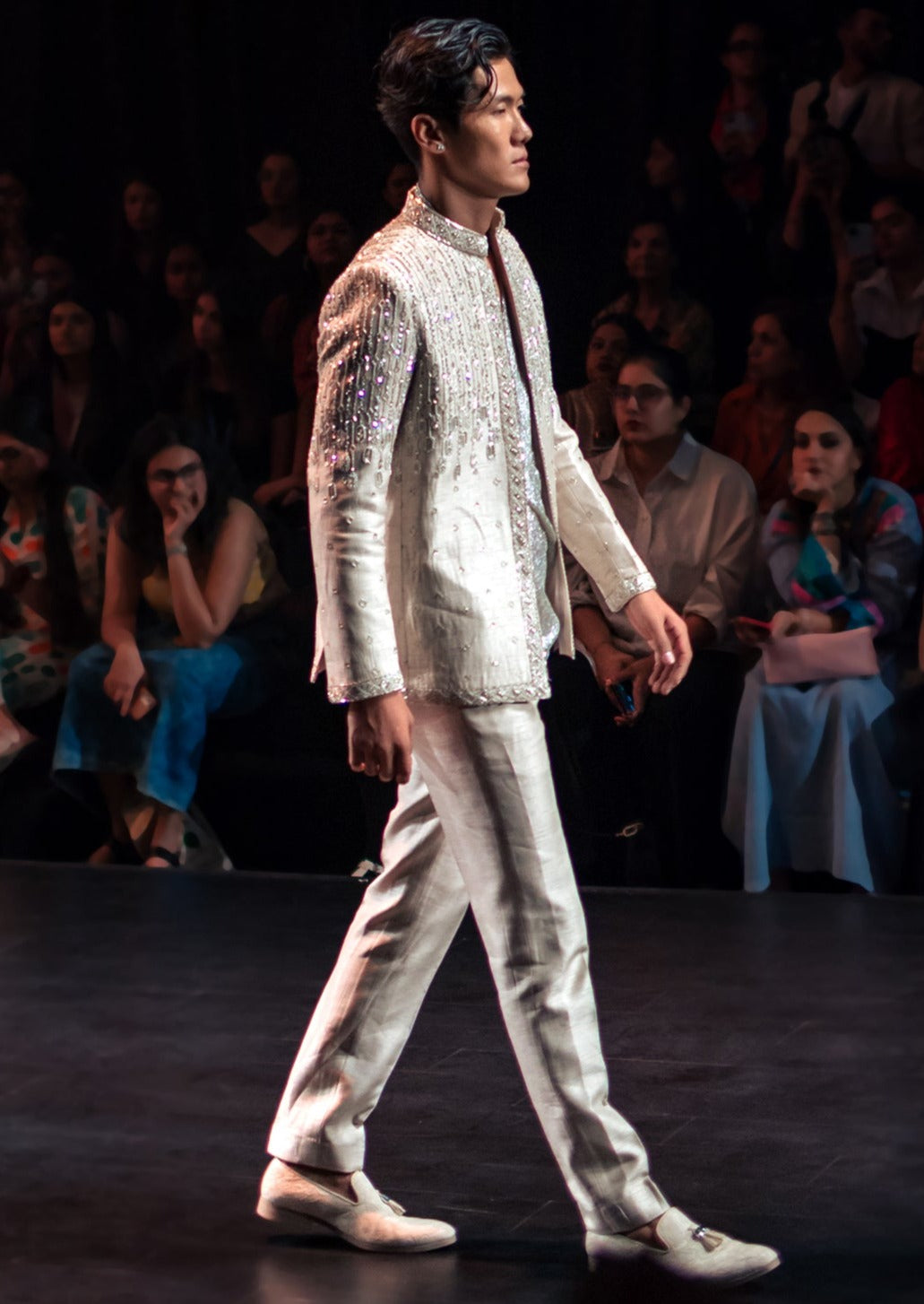 Grey Jodhpuri and Shimmer Kurta Set