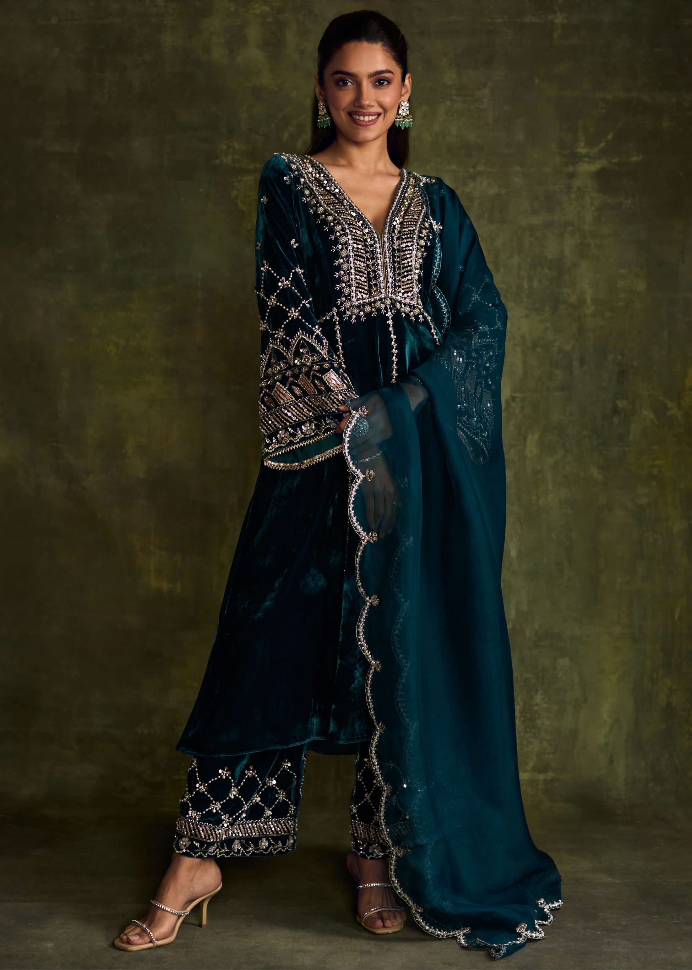 Turqoise 3-Kali Kurta Set