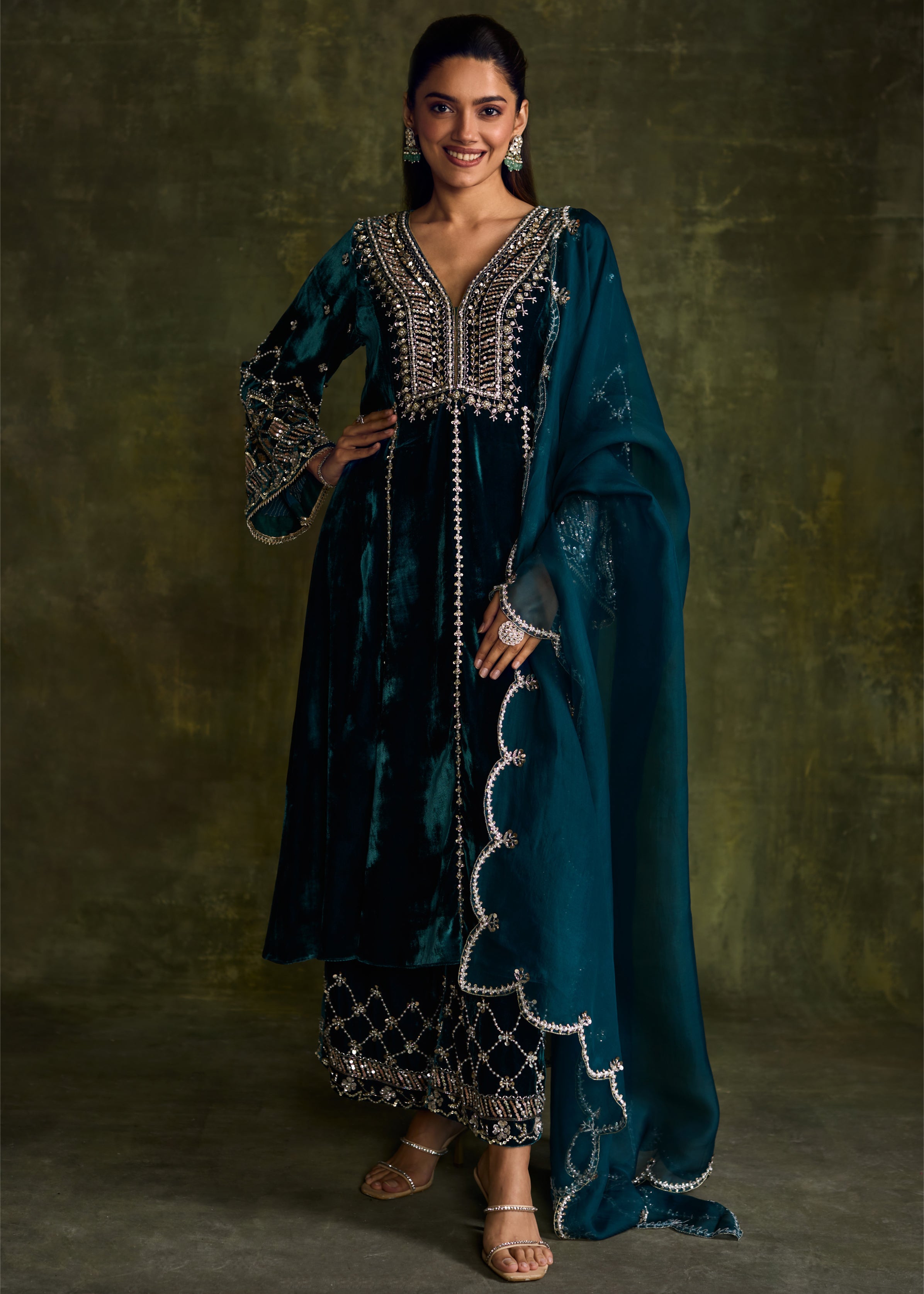 Turqoise 3-Kali Kurta Set