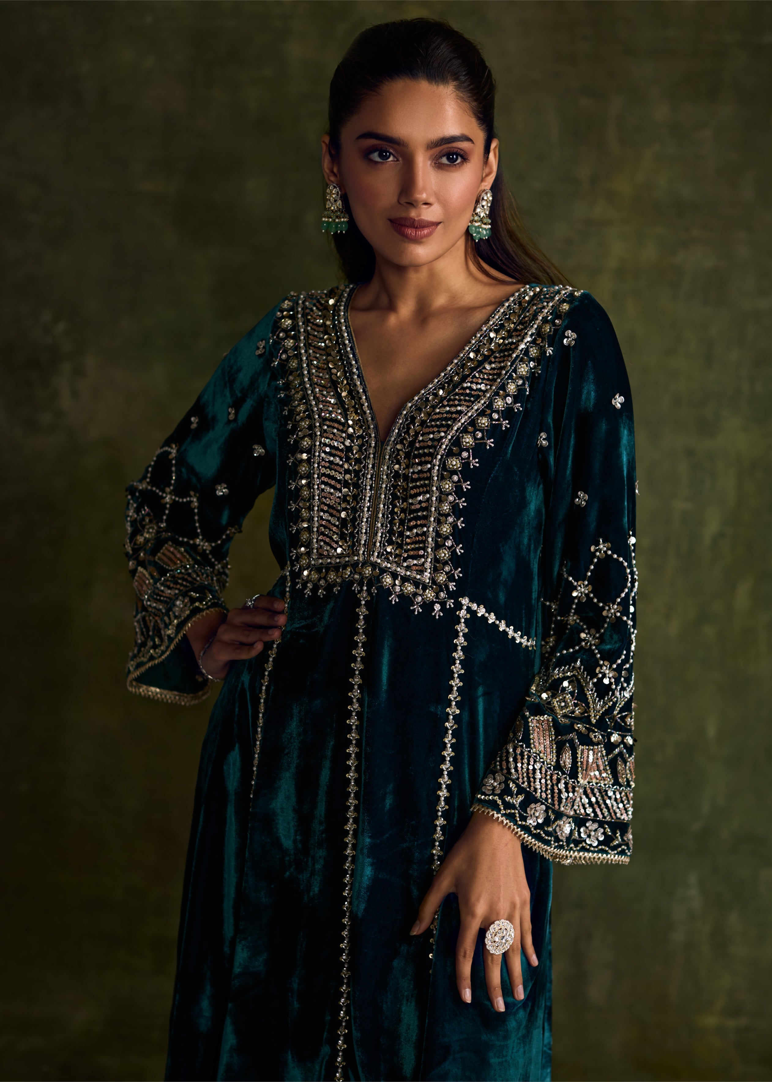 Turqoise 3-Kali Kurta Set