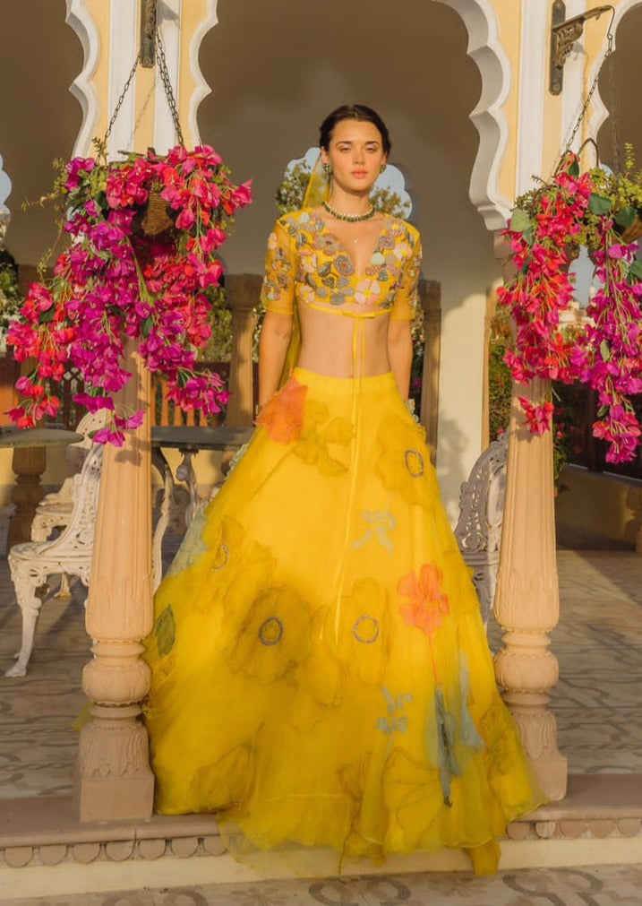 Poppies In Sunshine Lehenga