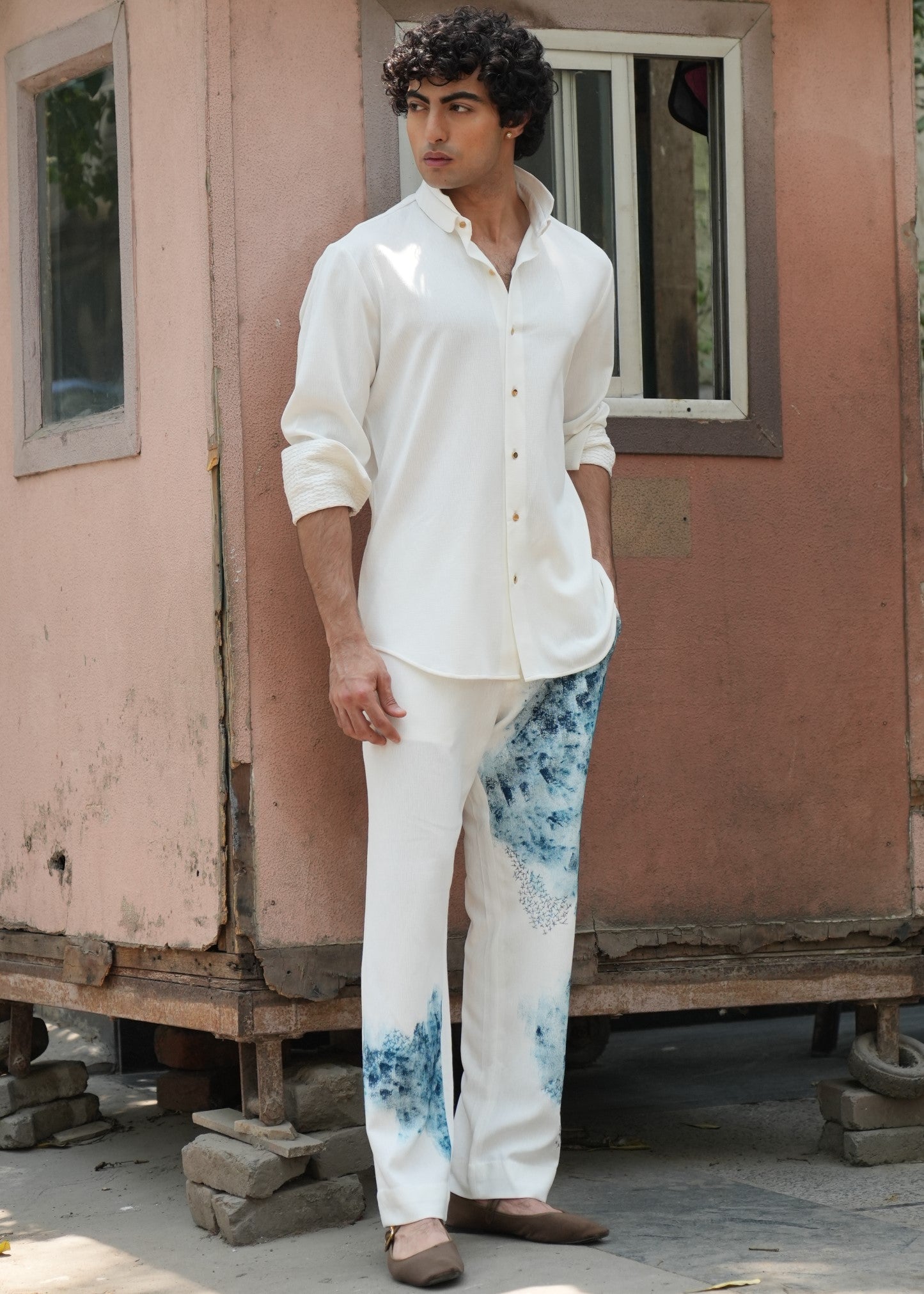 Blue Ink Overshirt Set