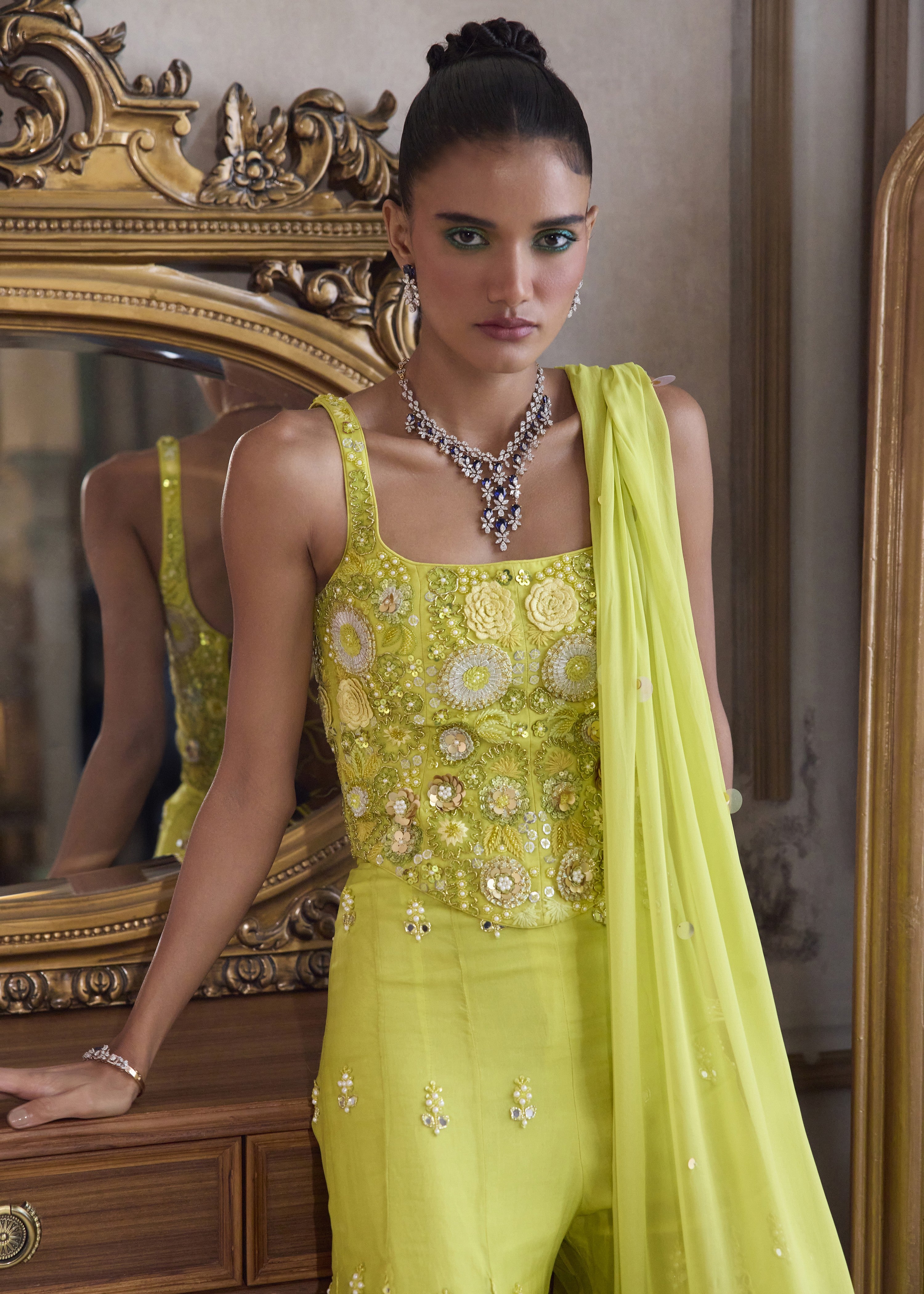 Neon Green Corset With Sharara