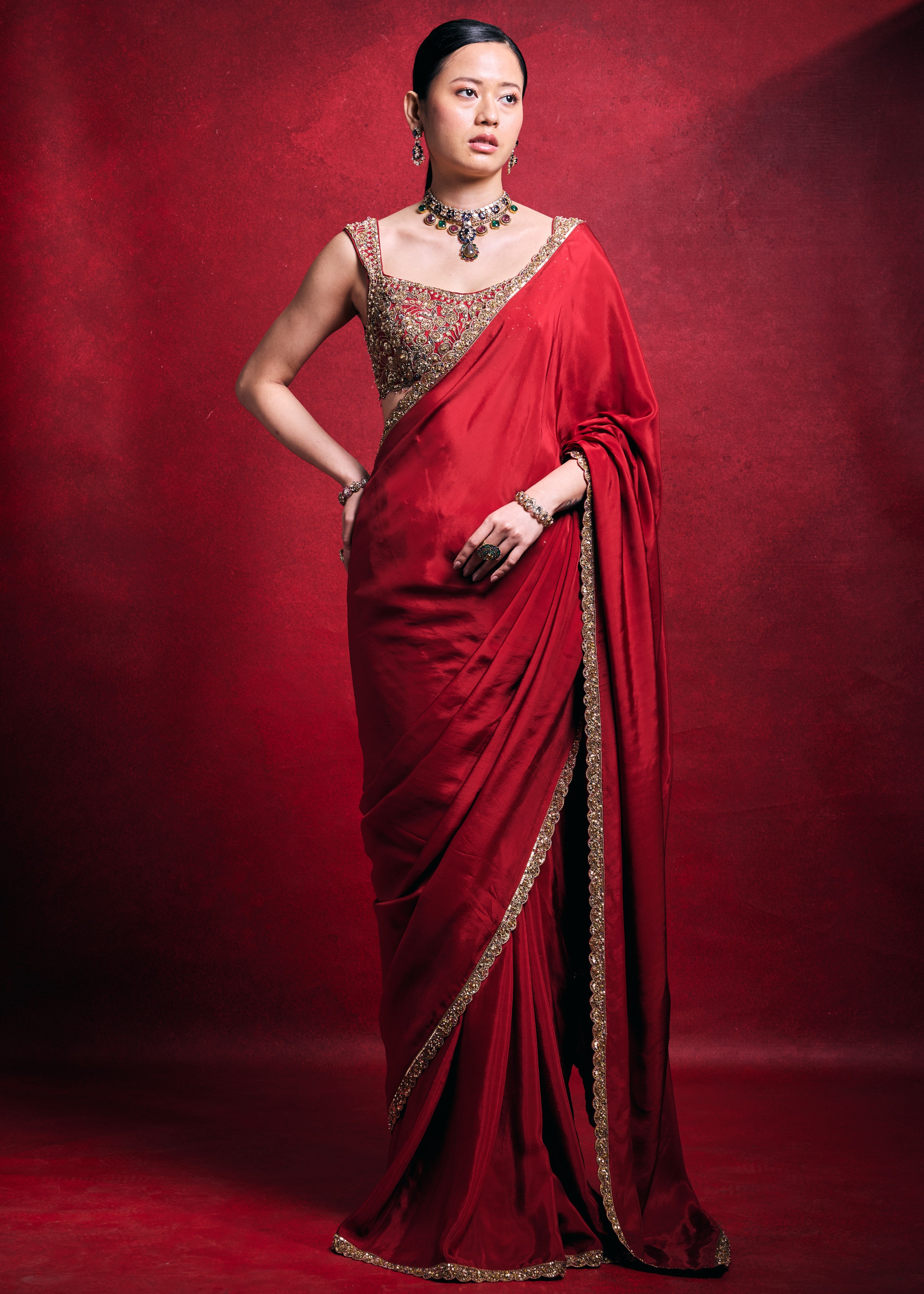 Red Sari Set