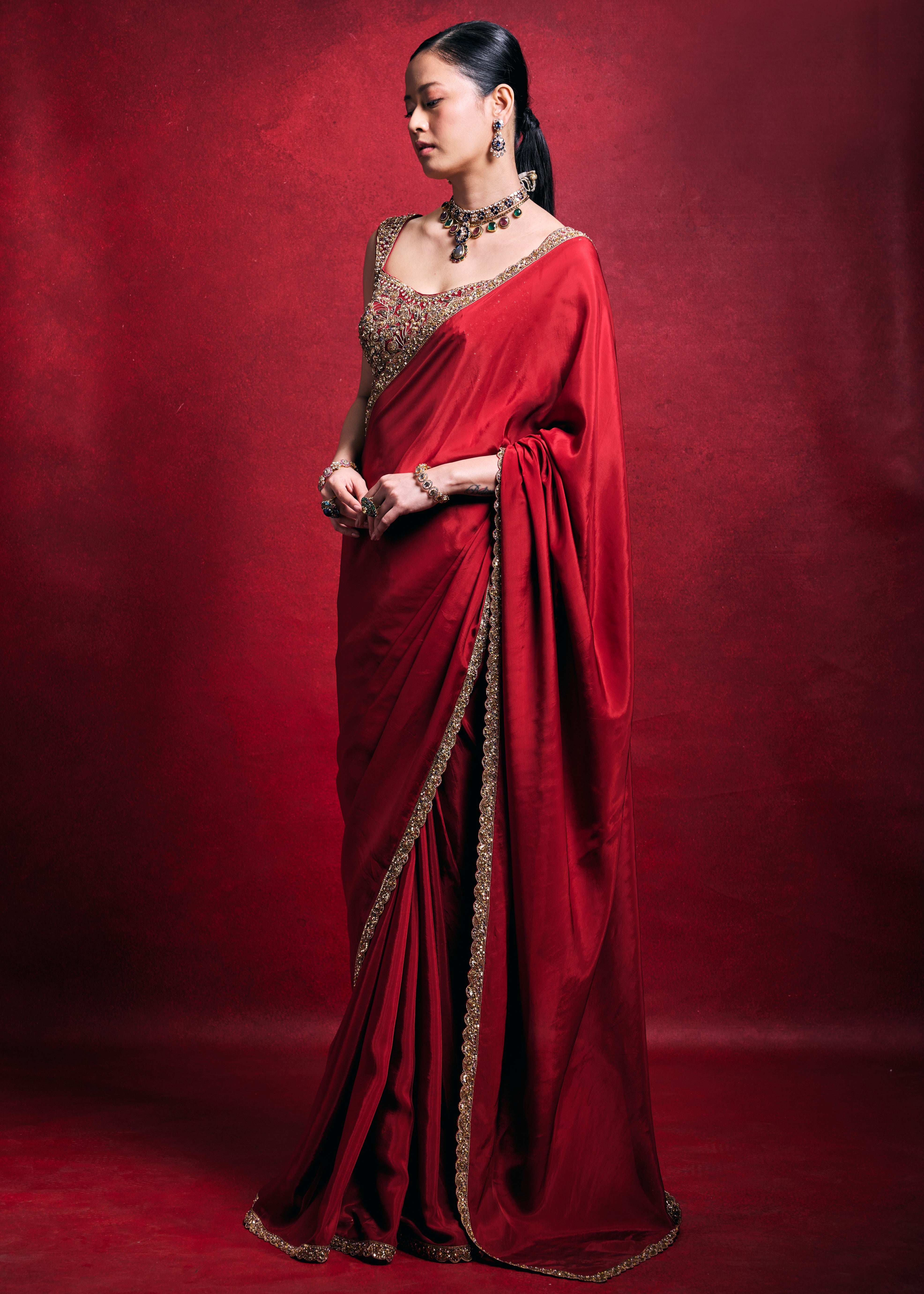Red Sari Set