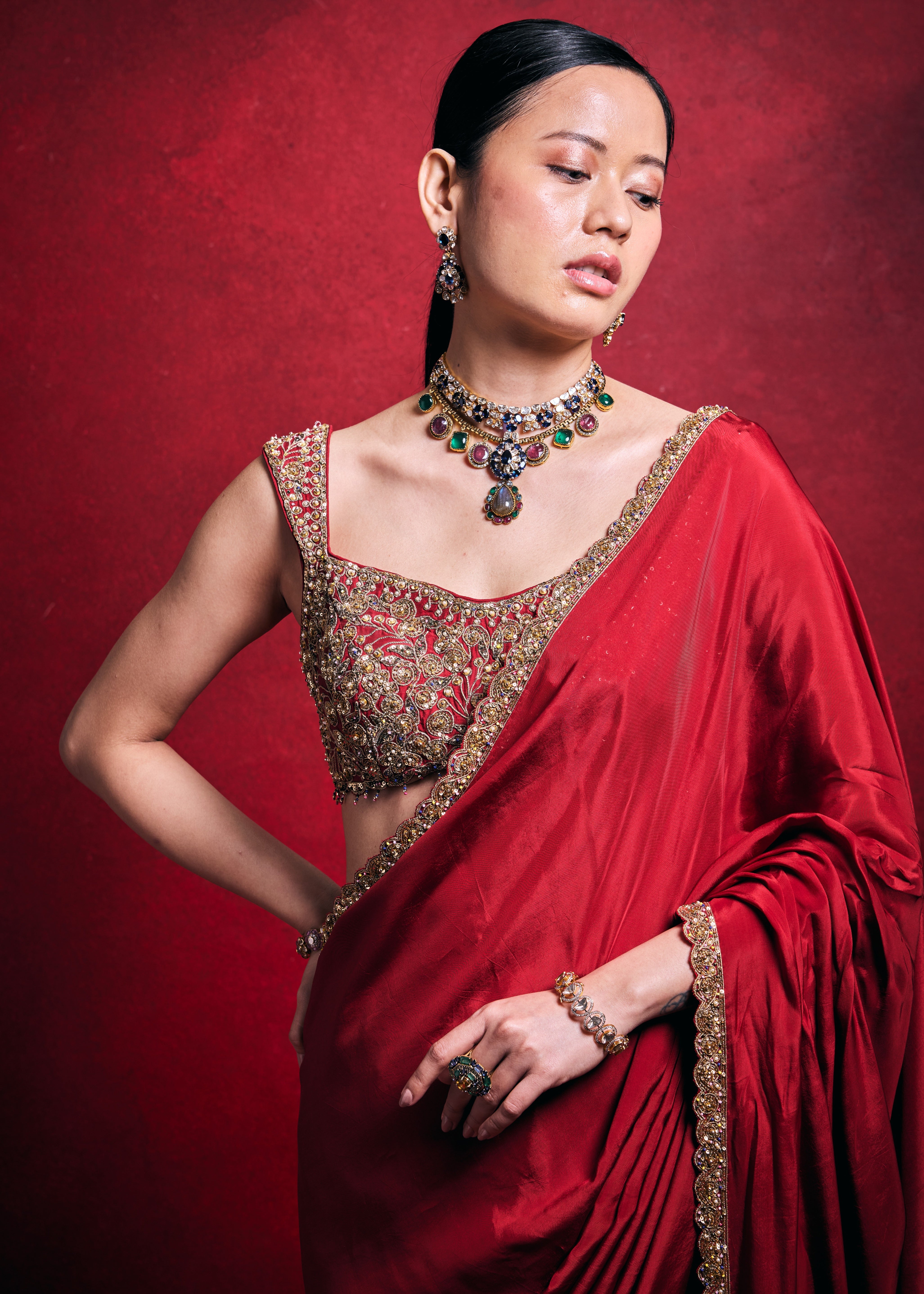 Red Sari Set