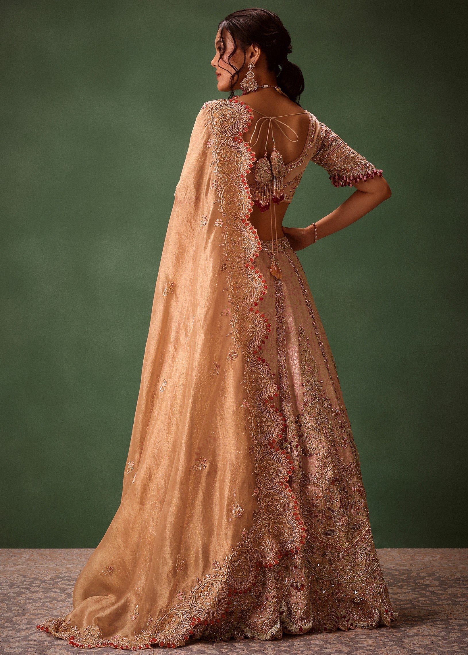 Pink Brocade Velvet Lehenga