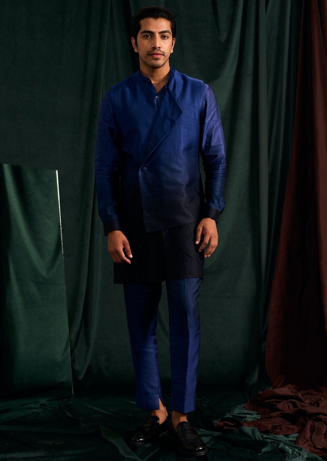 Azure Ombre Modal Linen Asymmetric Bandi