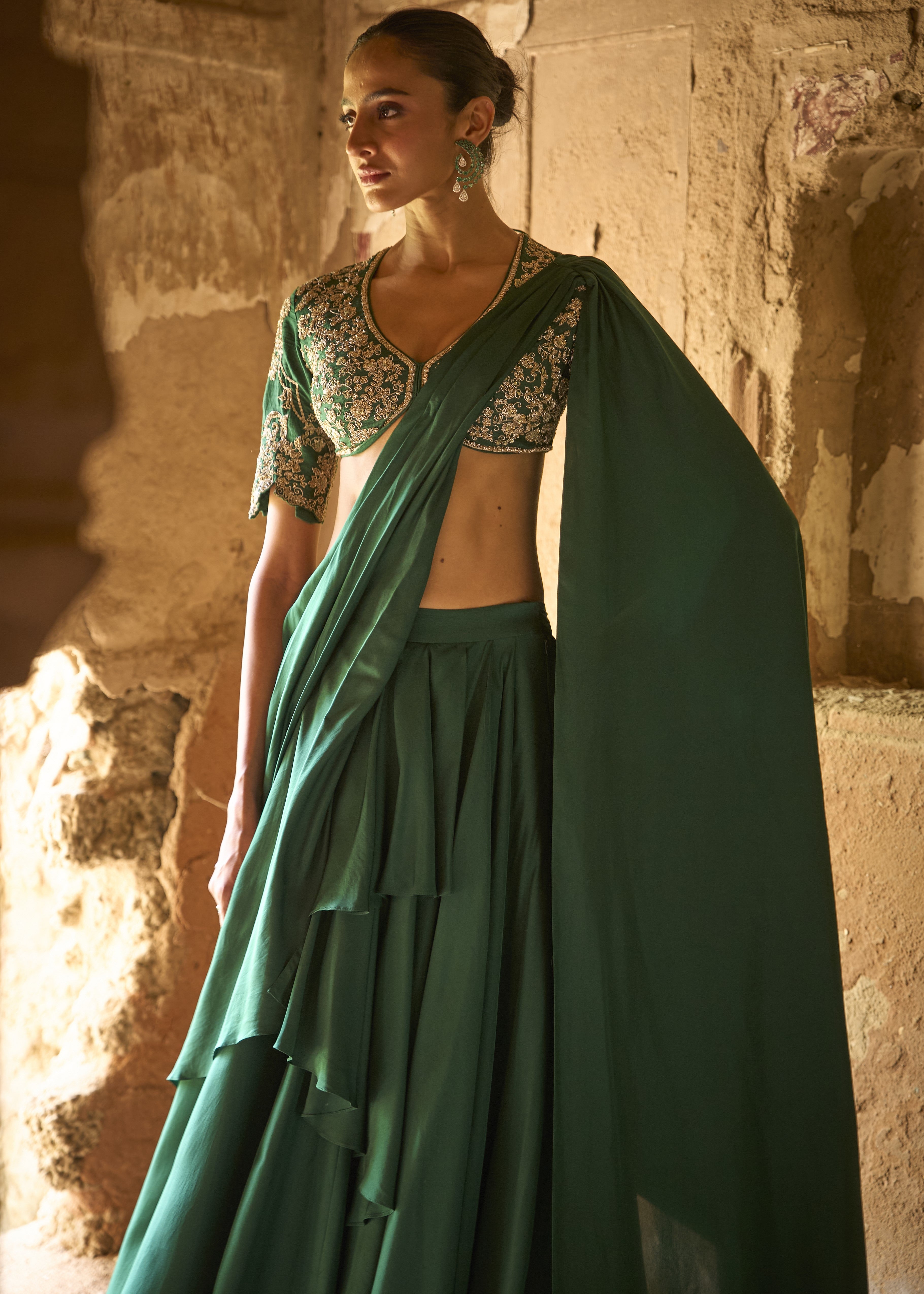 Emerald Green Sari Set