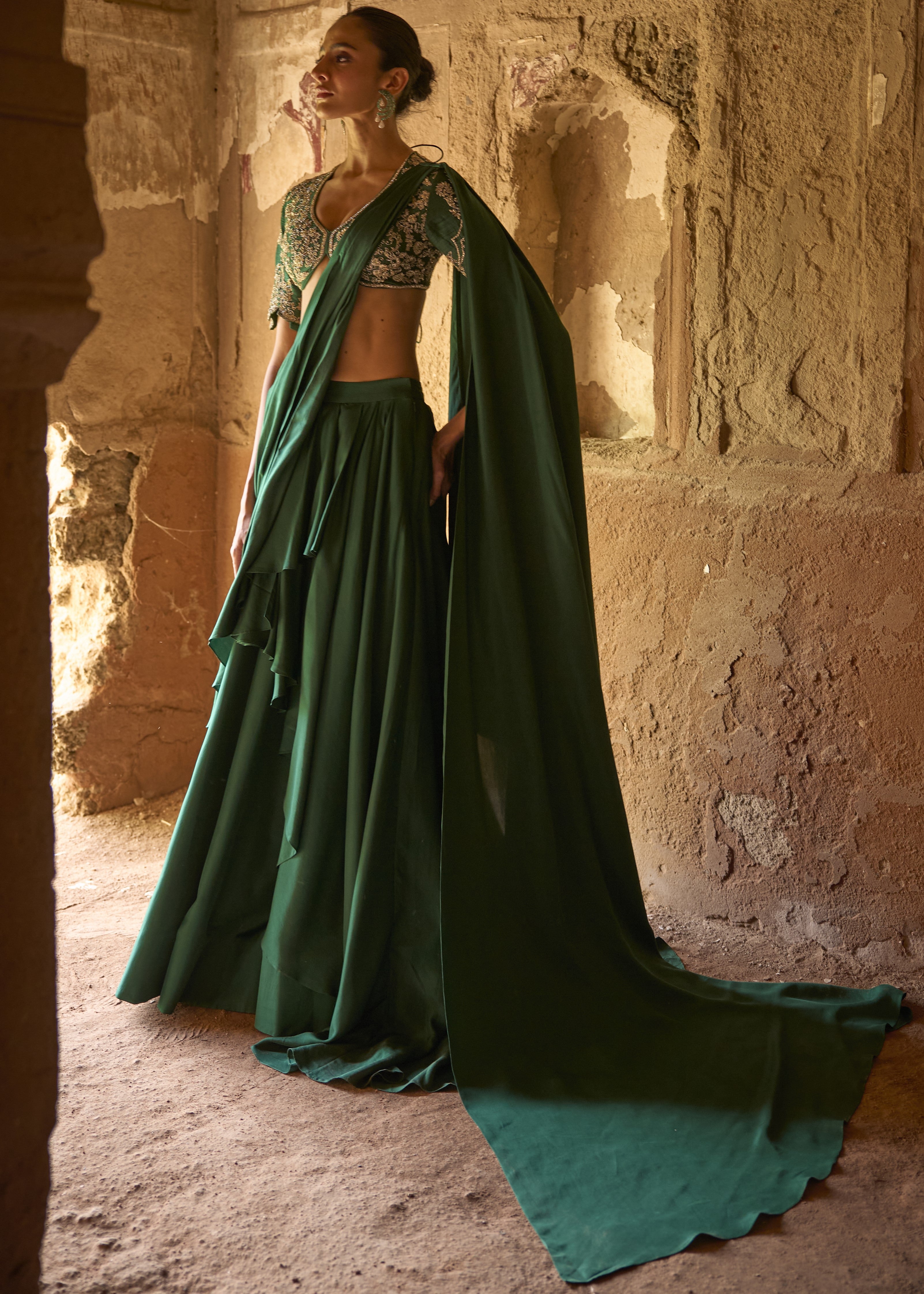 Emerald Green Sari Set