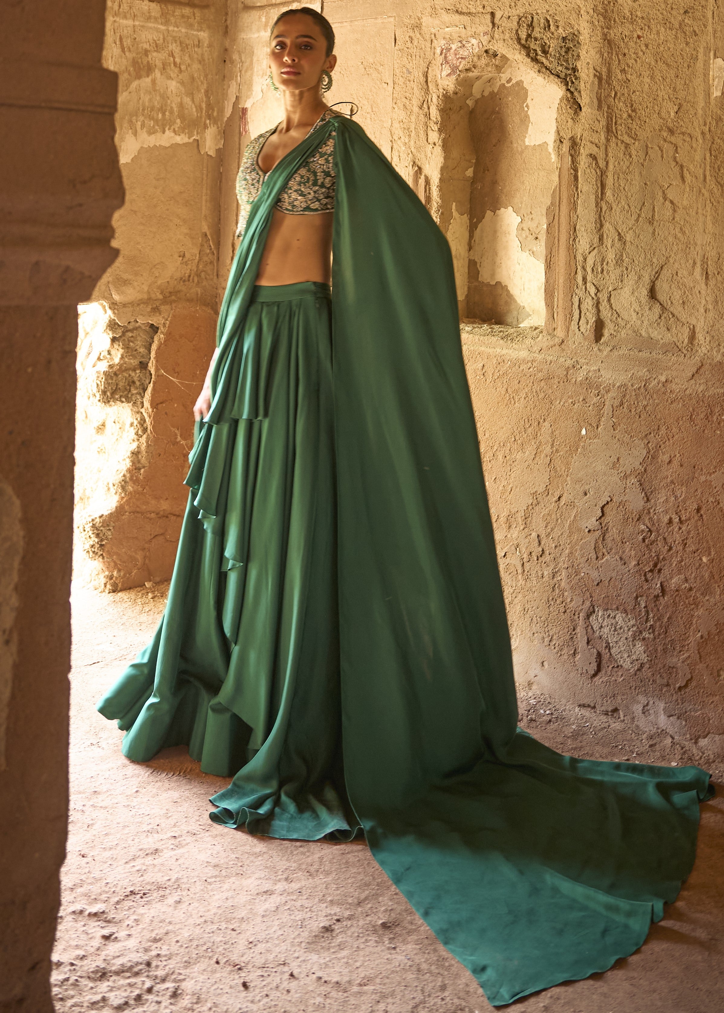 Emerald Green Sari Set