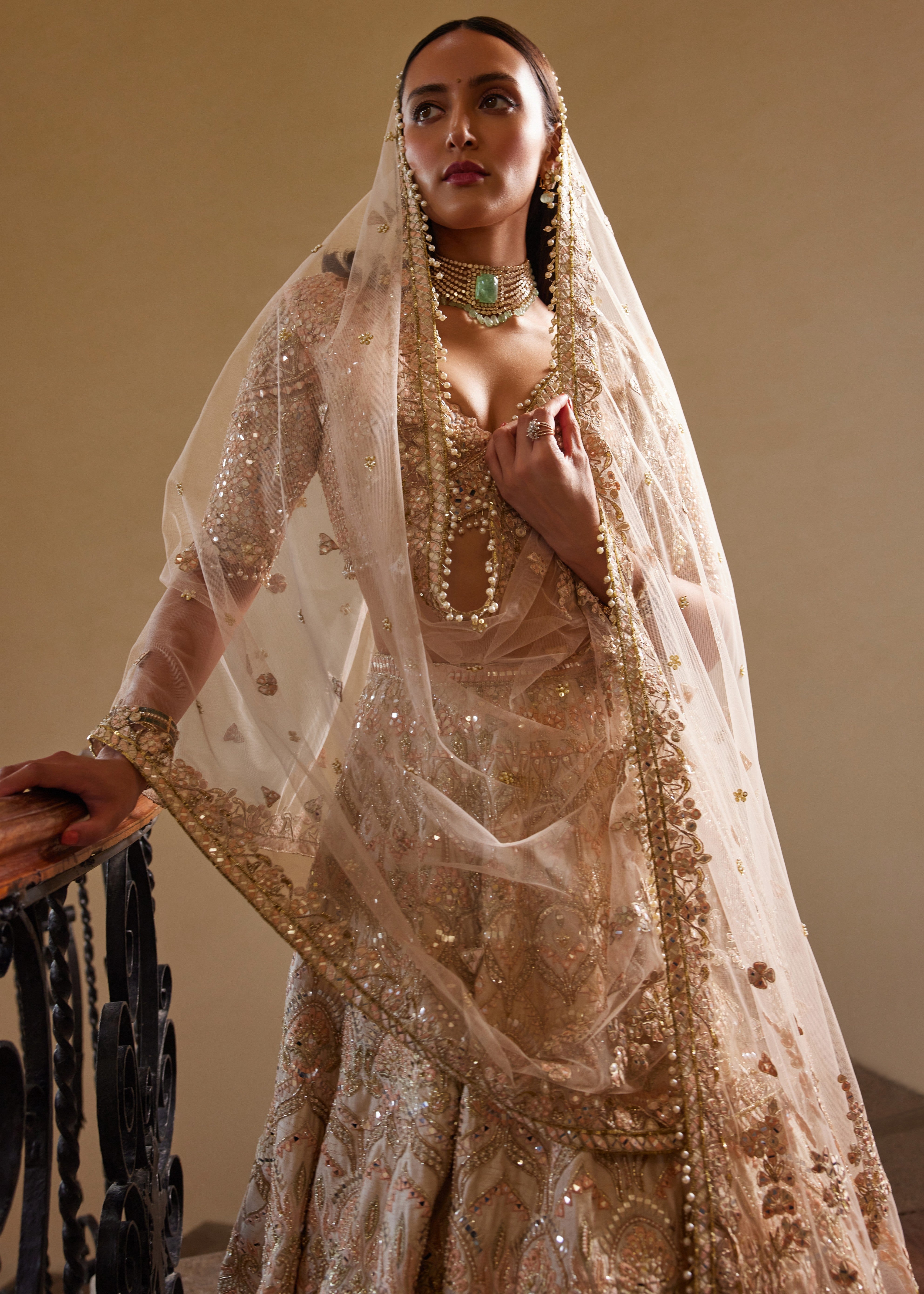 Peach Mirror Lehenga Set