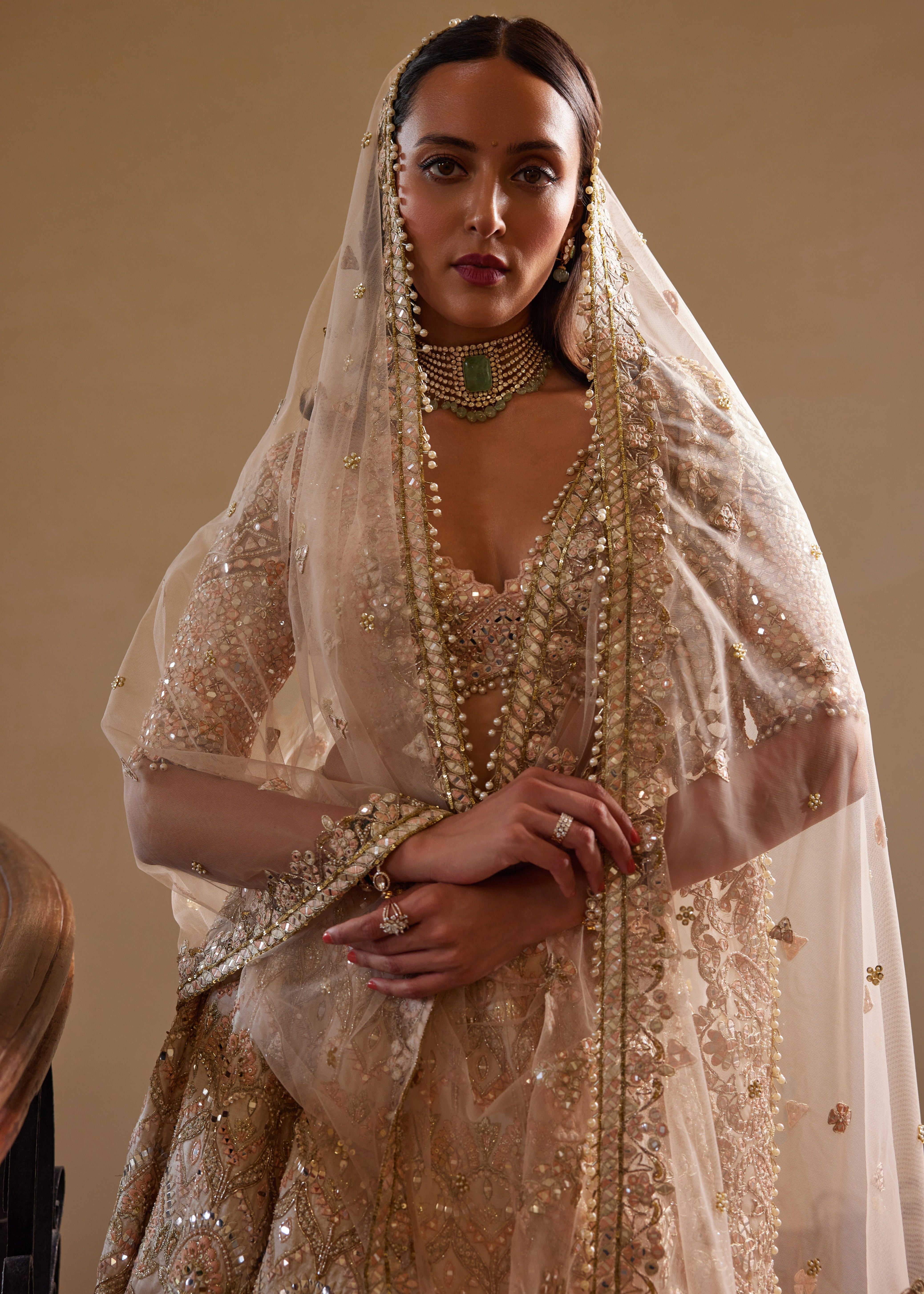 Peach Mirror Lehenga Set