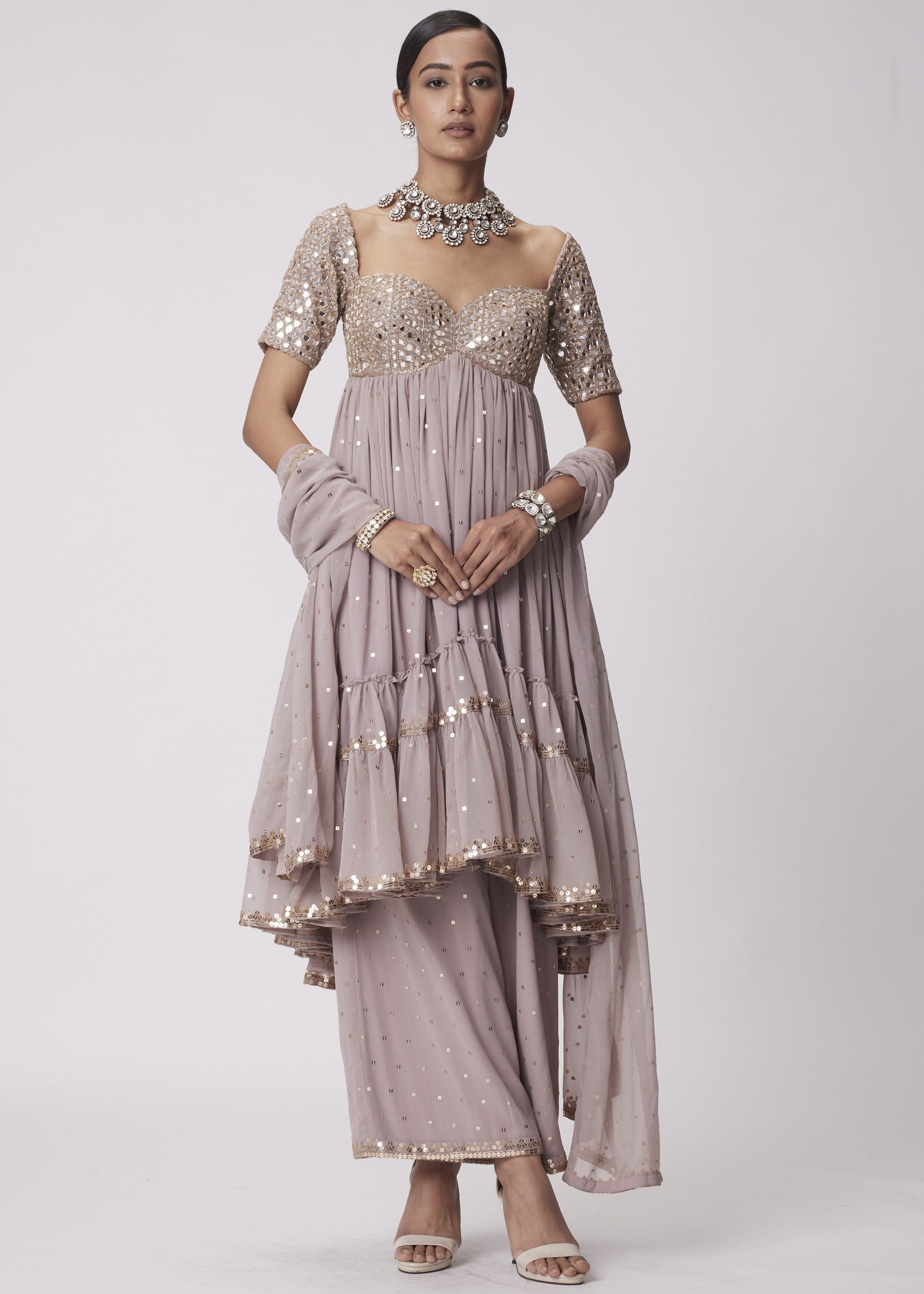 Ash Pink High Low Kurta Set