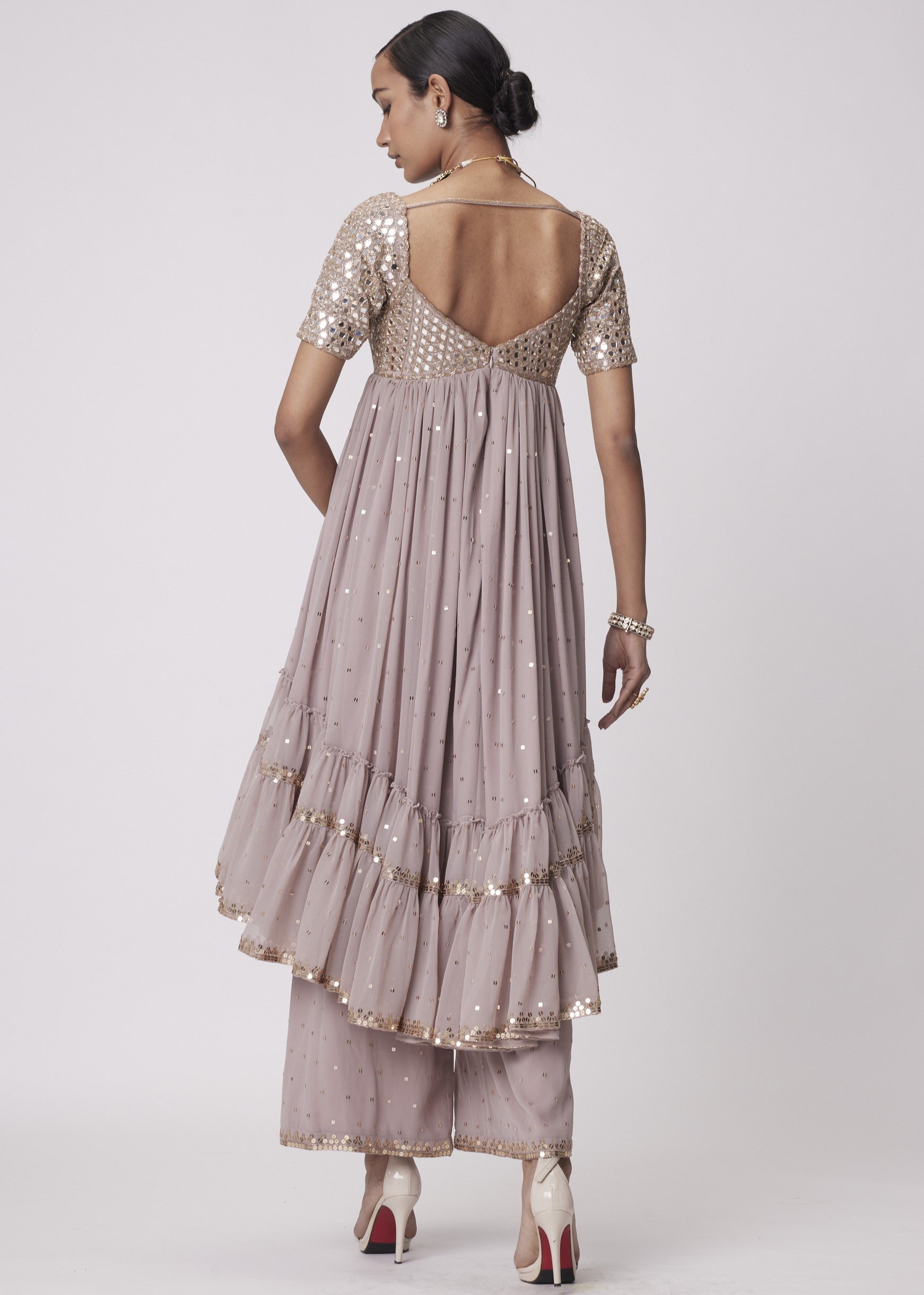 Ash Pink High Low Kurta Set