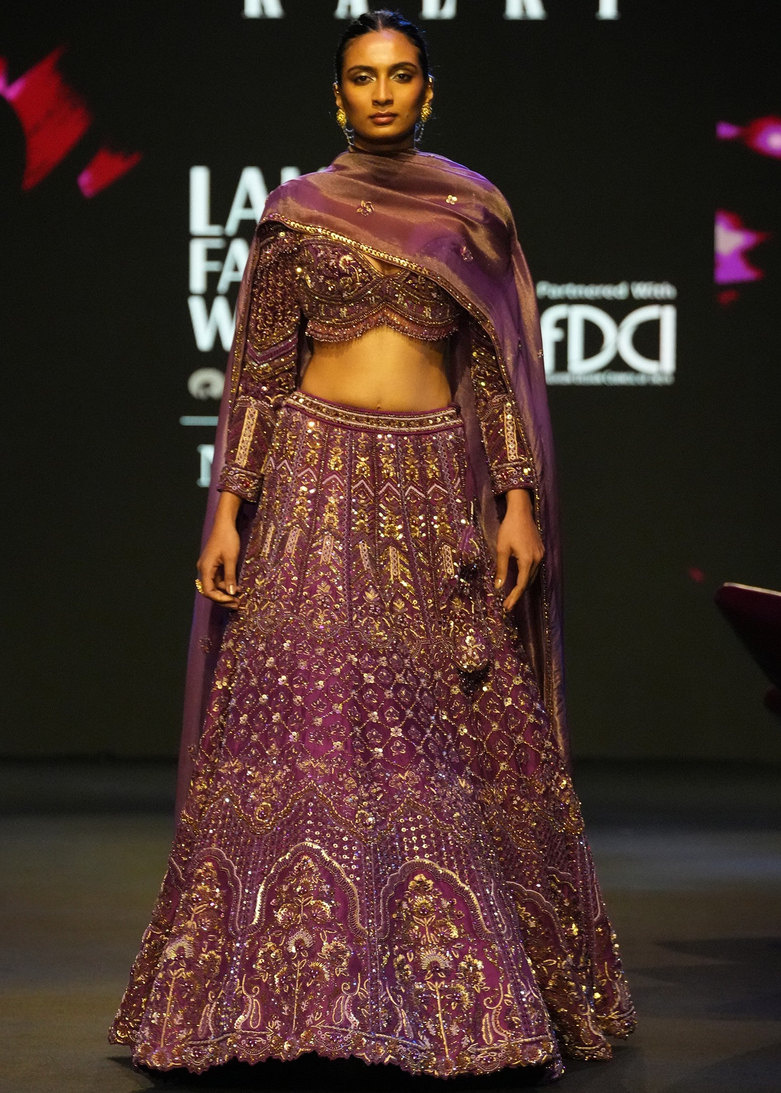 Magenta Embroidered Bridal Lehenga