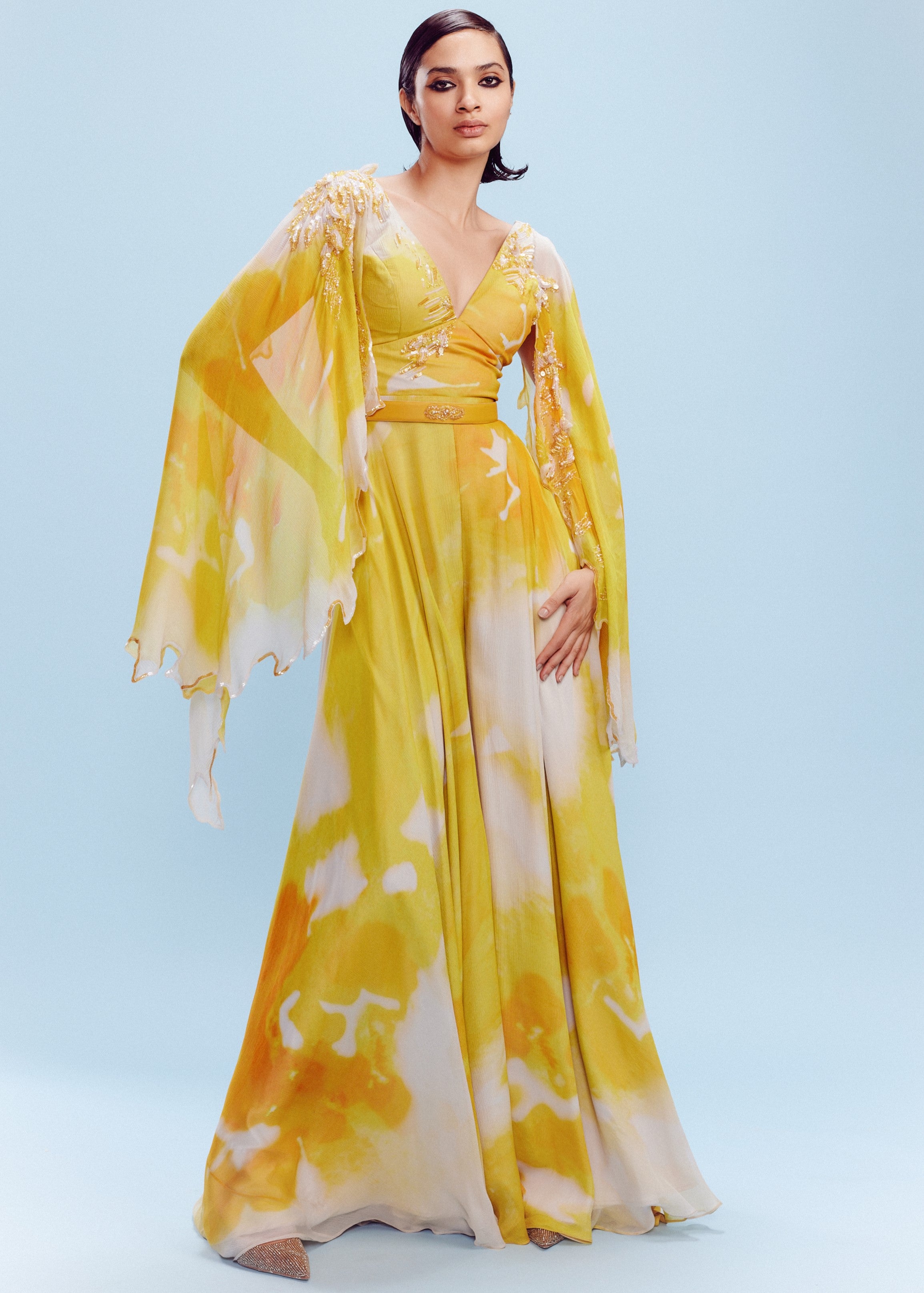 Nora Chiffon Water Colored Jumpsuit