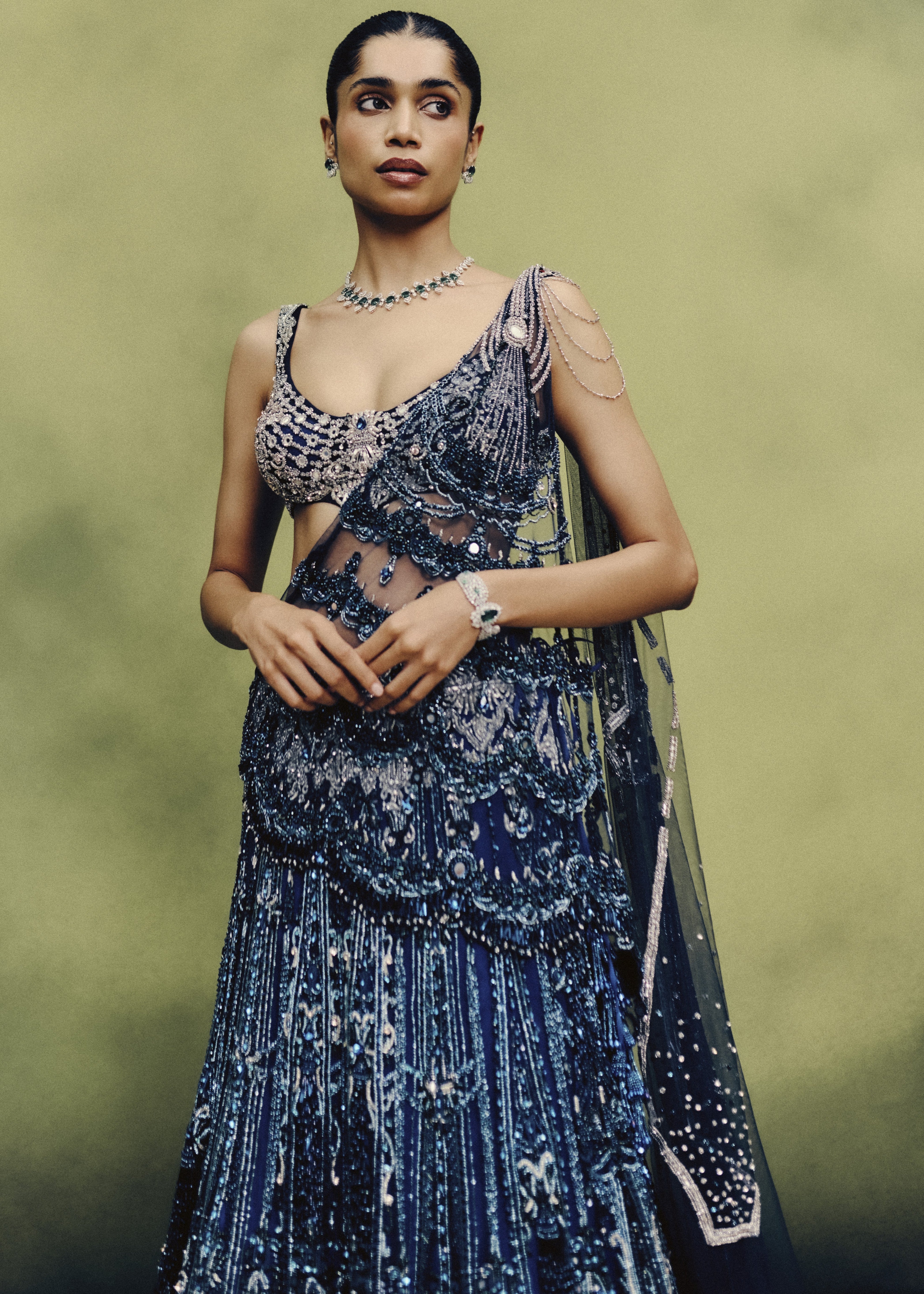 Oceanfire Cocktail Lehenga