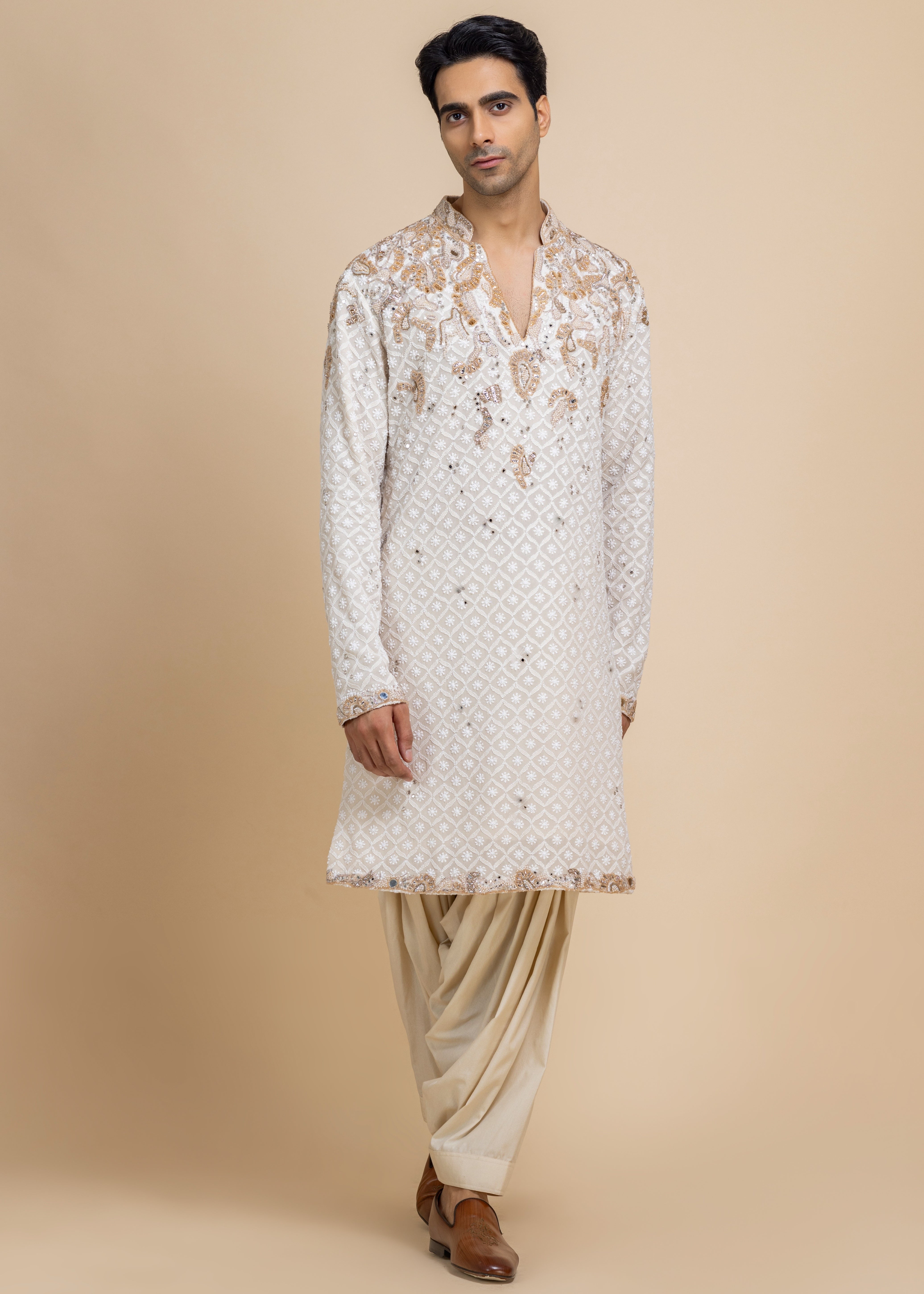 Pearl Gold Chikankari Kurta & Salwar