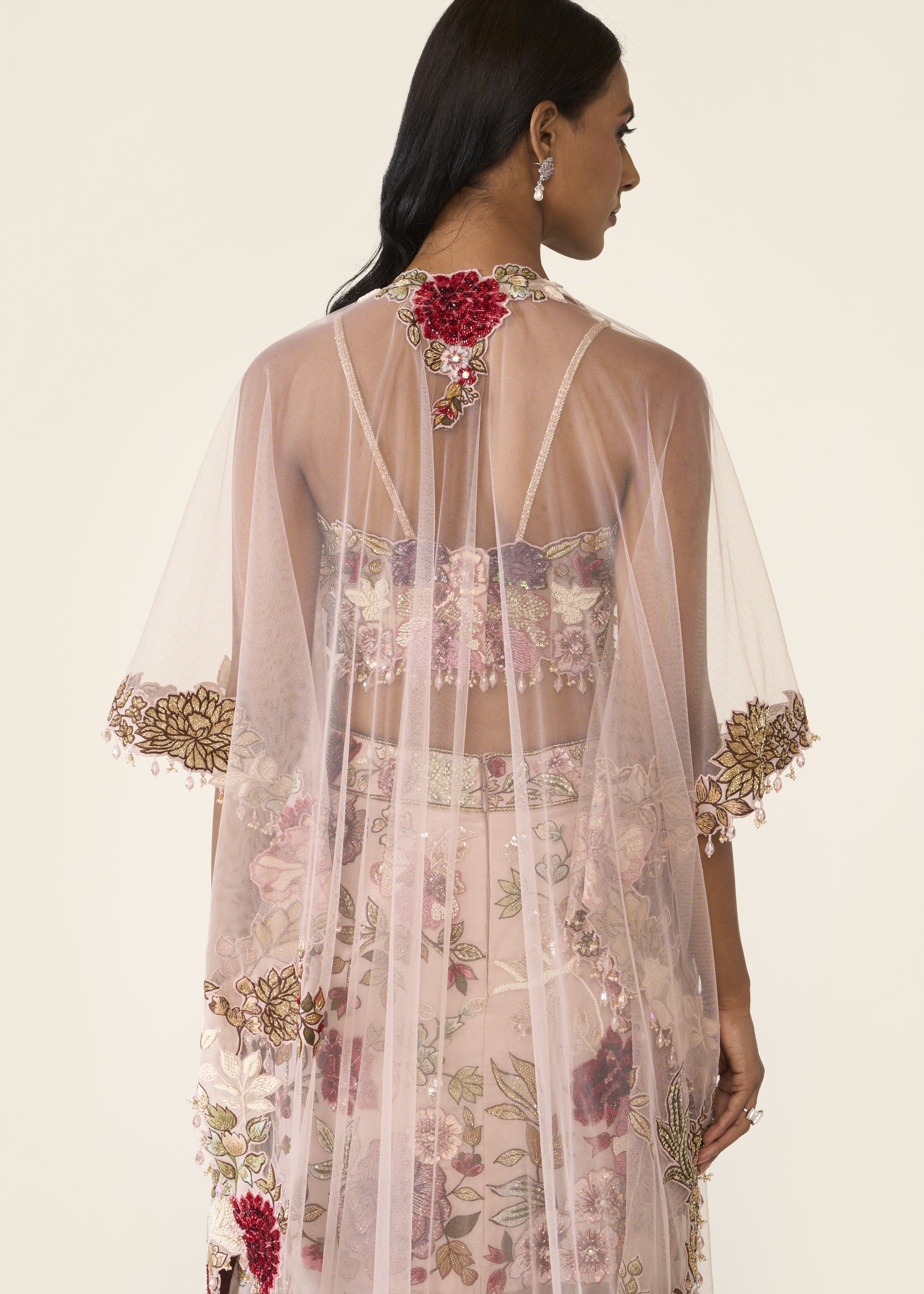 Pink Embroidered Cape