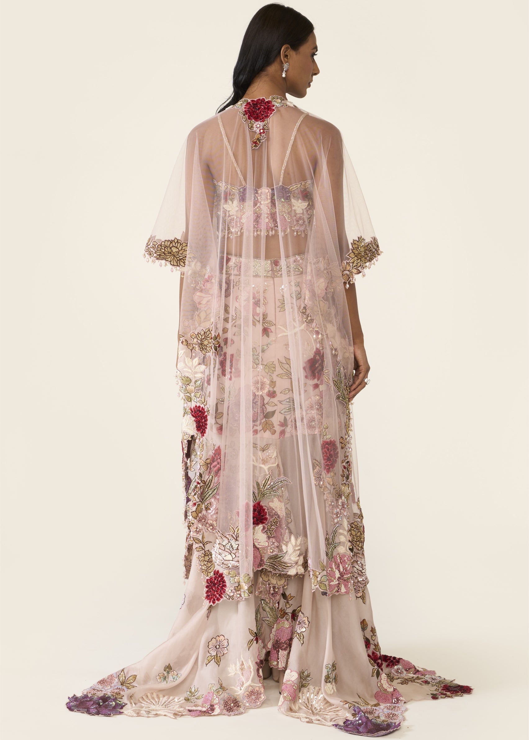 Pink Embroidered Cape