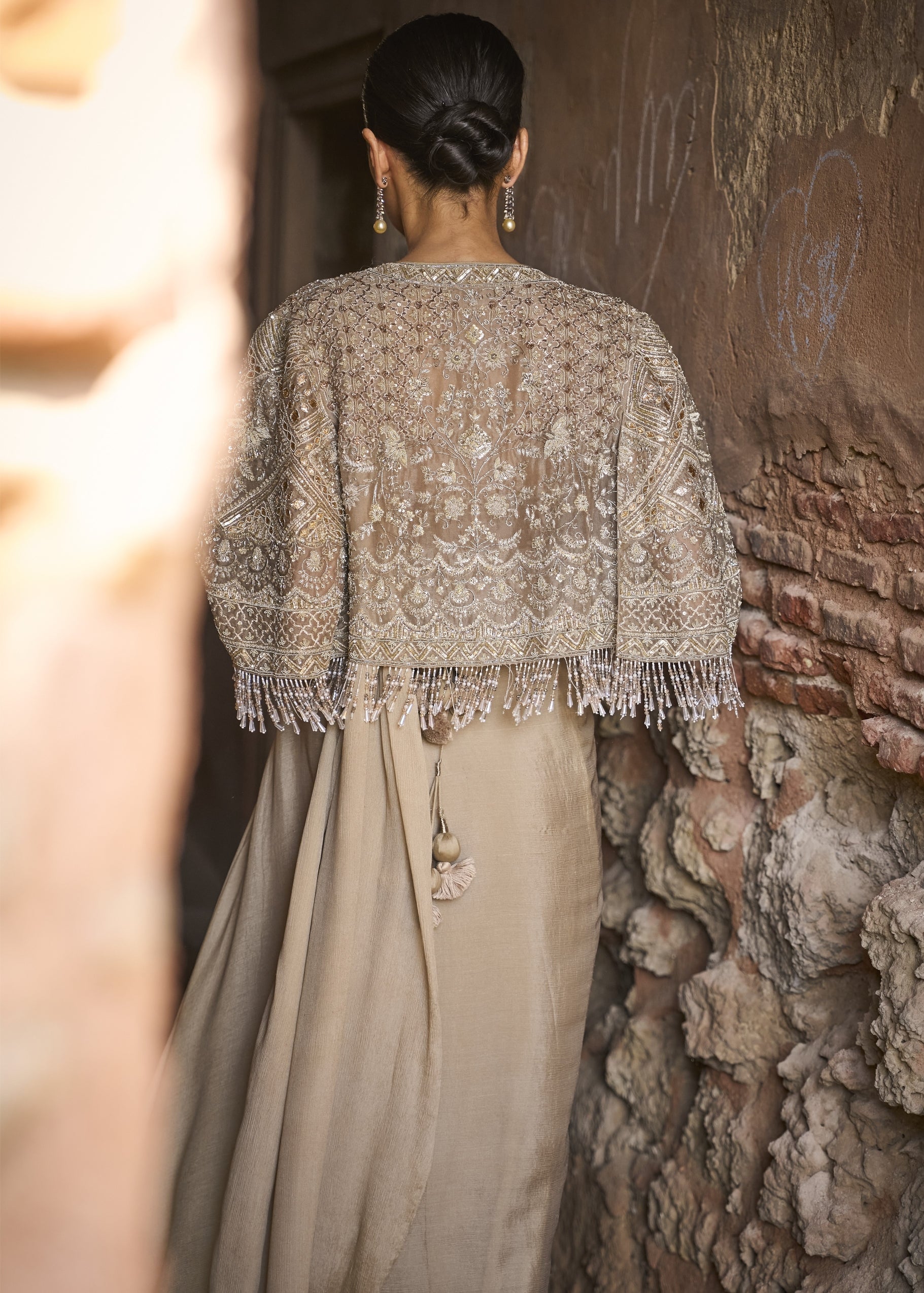 Golden Beige Sari Set