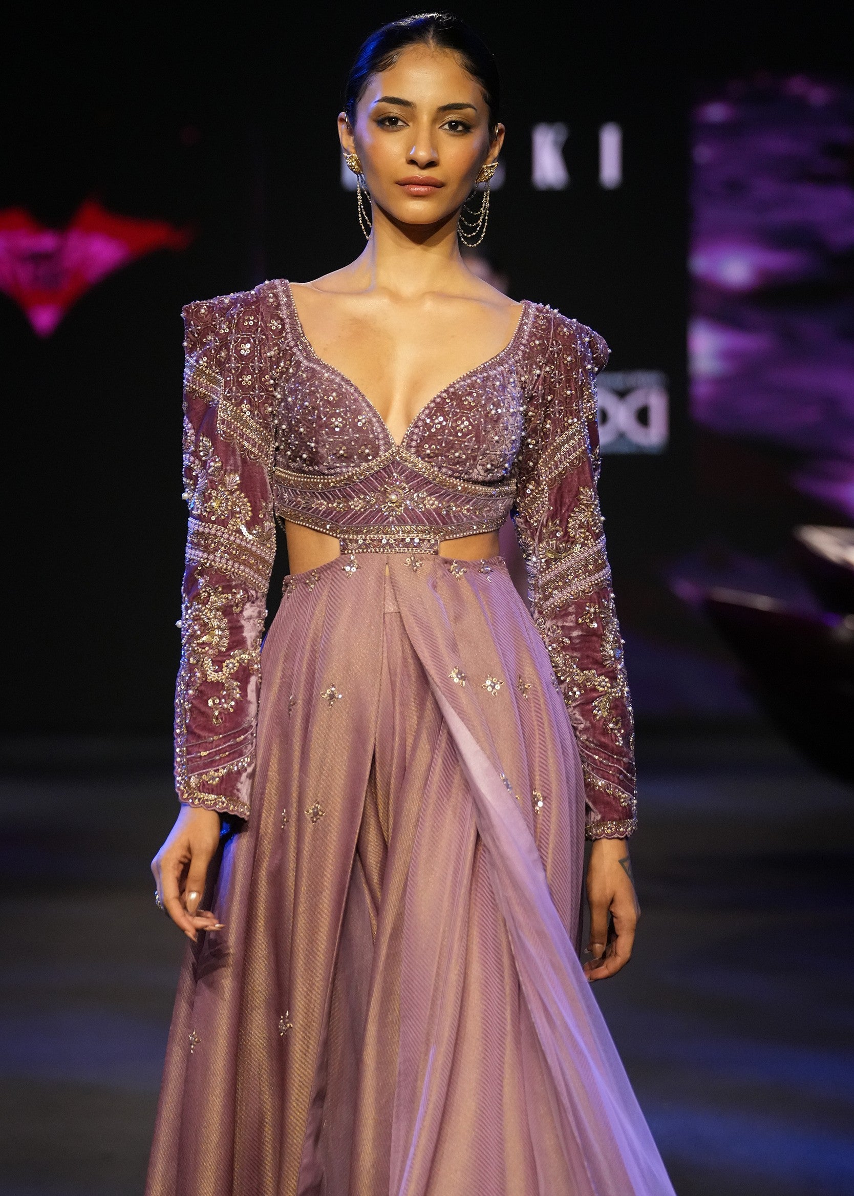 Mauve Embroidered Anarkali Suit
