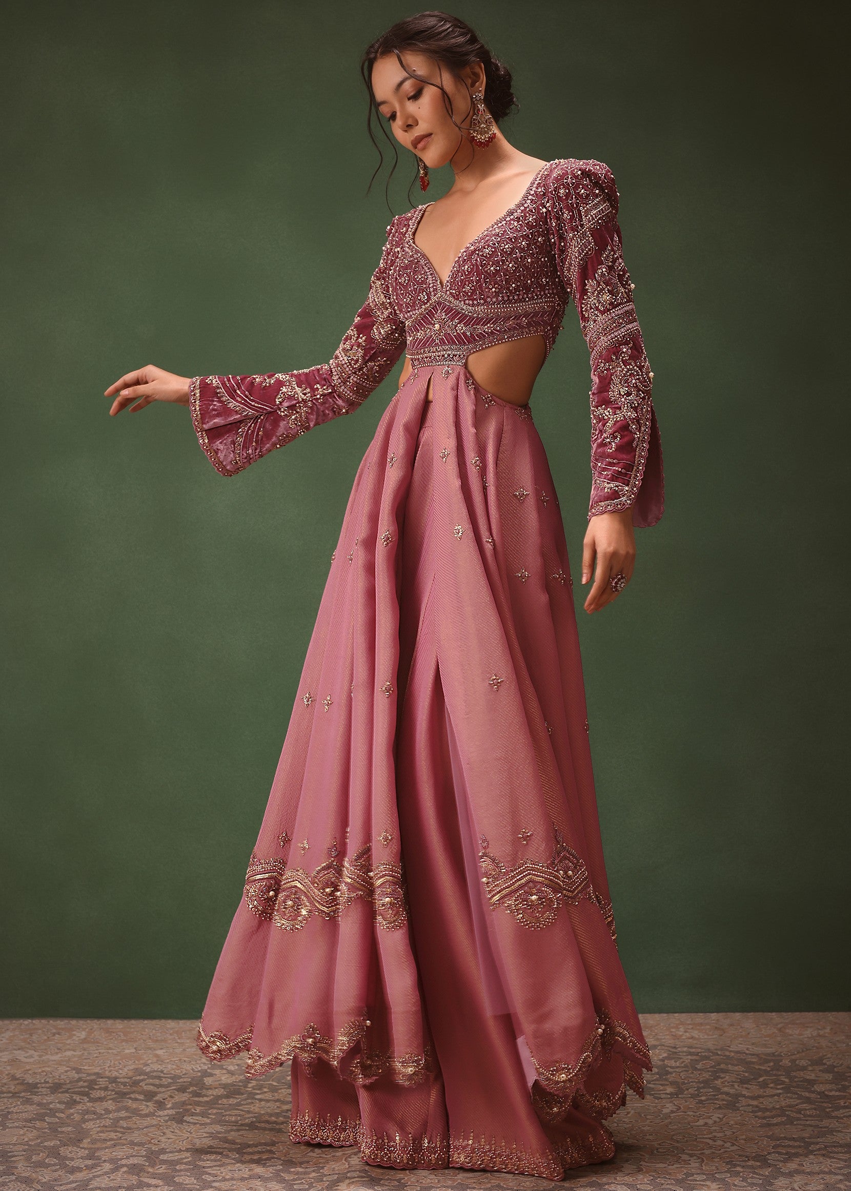 Mauve Embroidered Anarkali Suit