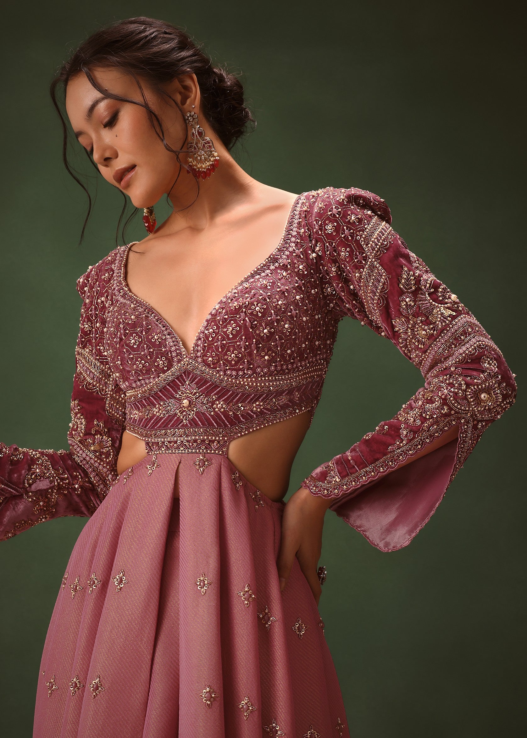 Mauve Embroidered Anarkali Suit