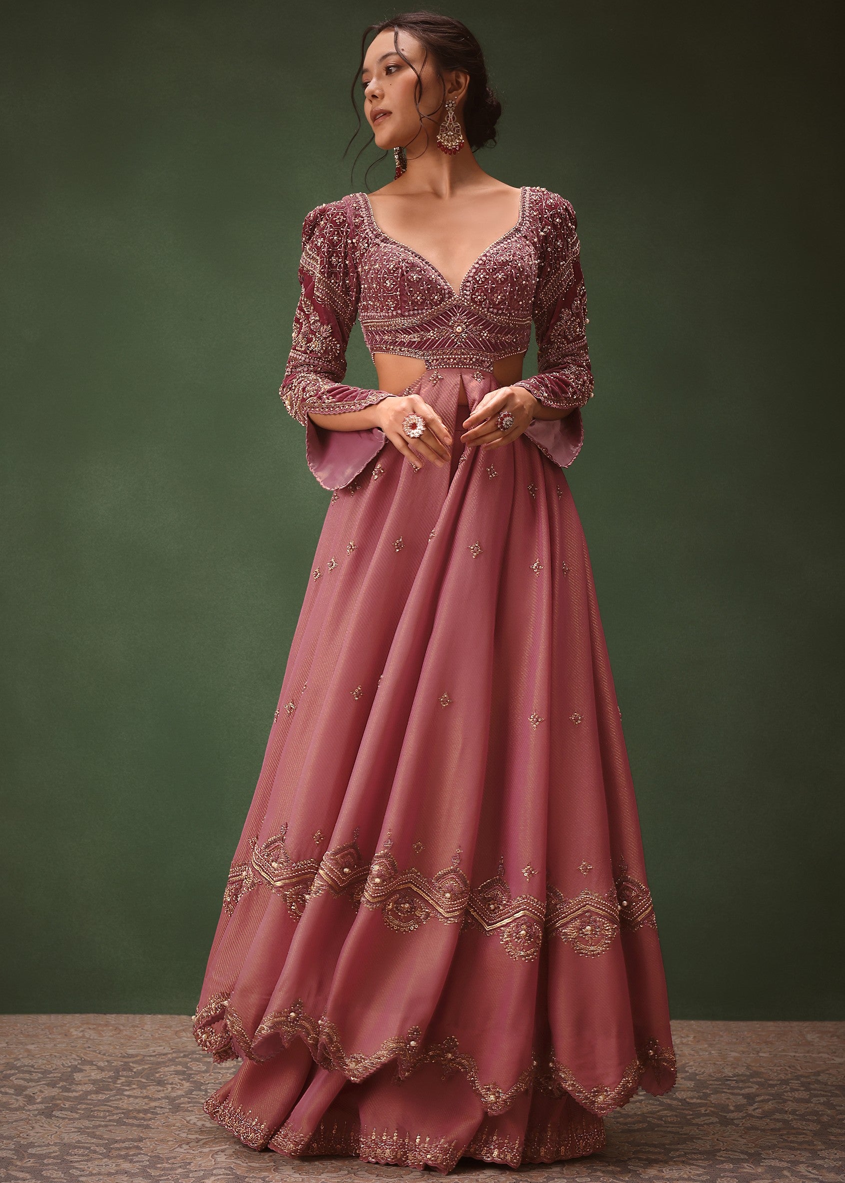 Mauve Embroidered Anarkali Suit