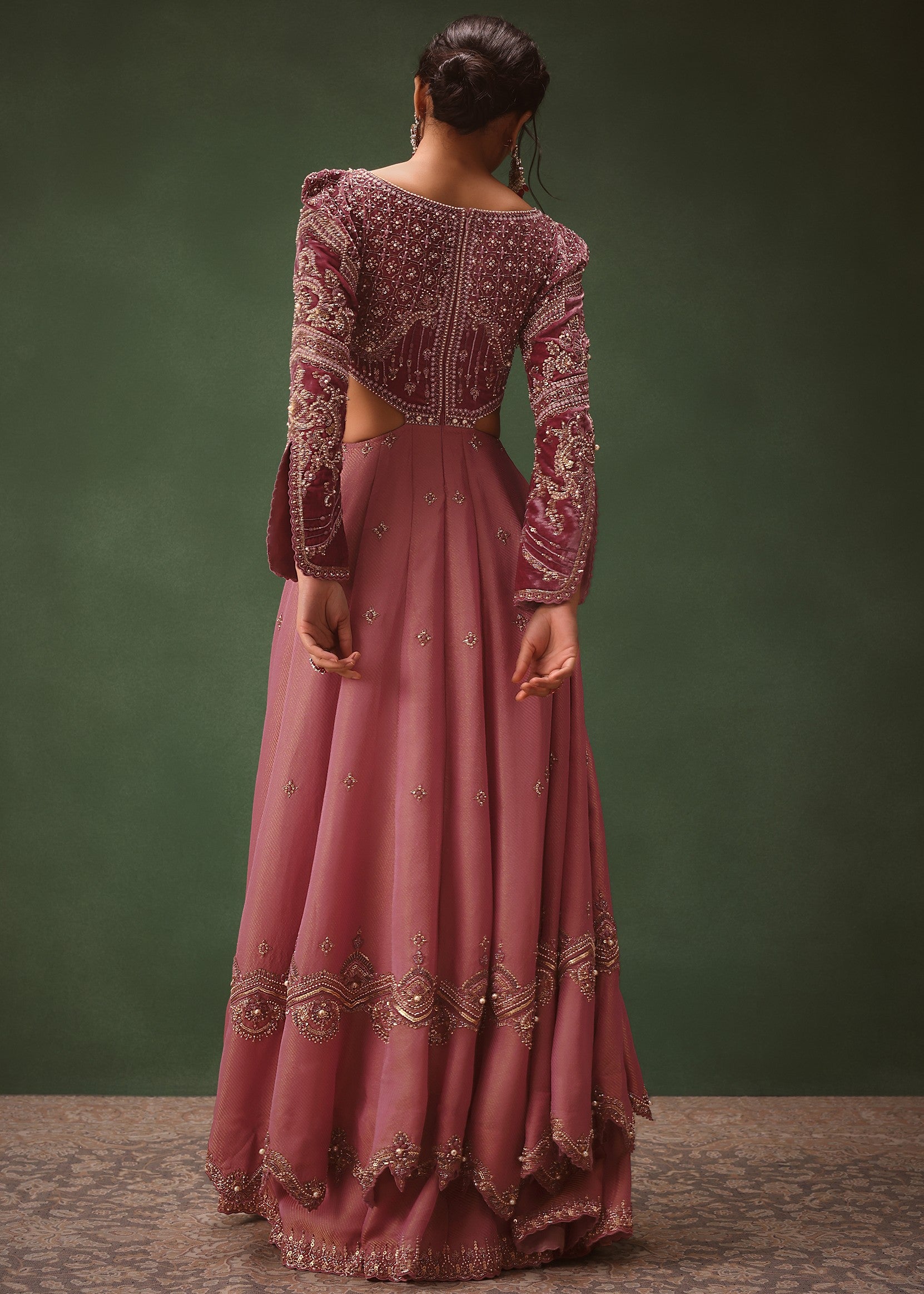 Mauve Embroidered Anarkali Suit