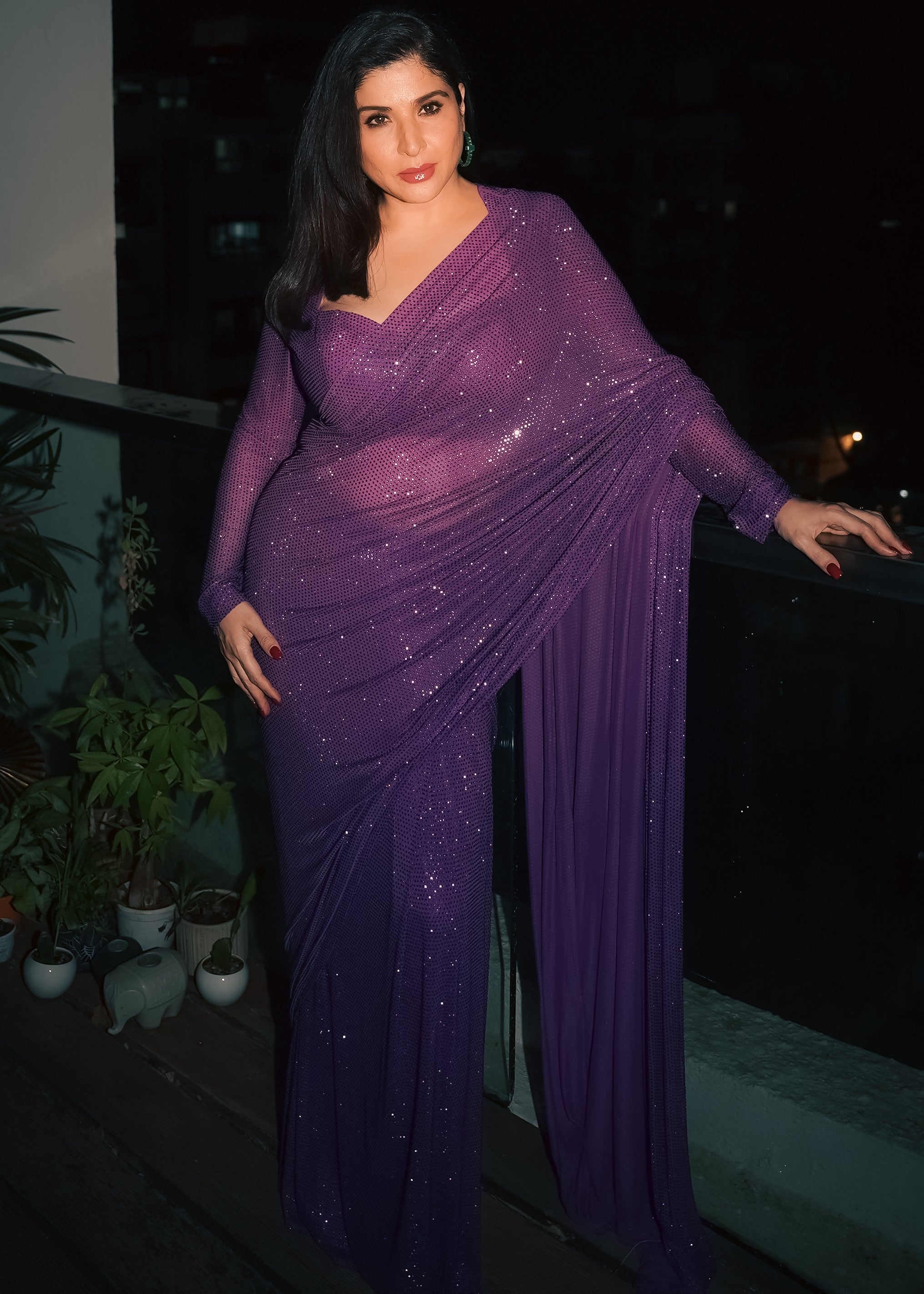 Amethyst Sparkle Symphony Sari Set