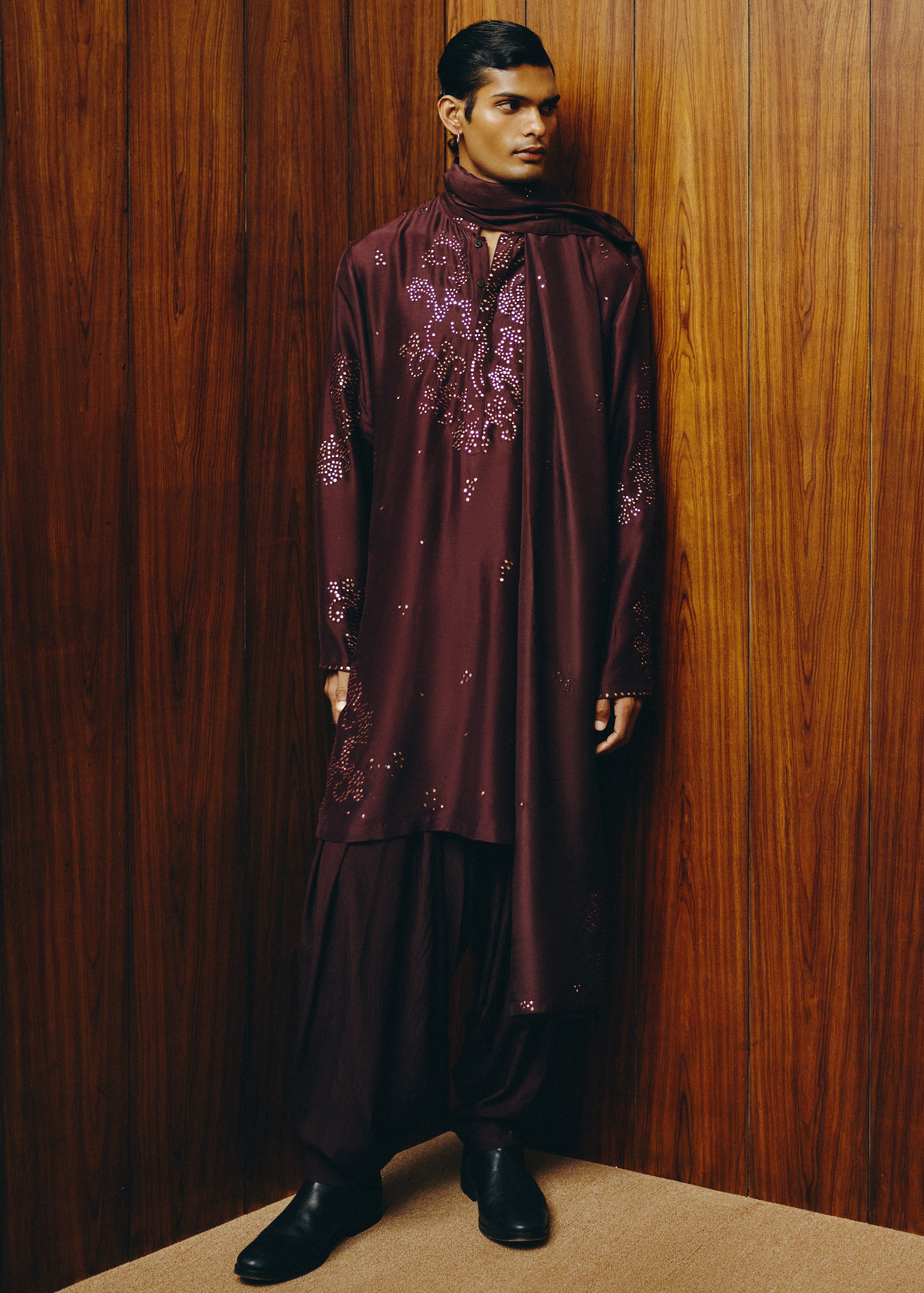 Emberline Brown Kurta, Dupatta And Salwar Set