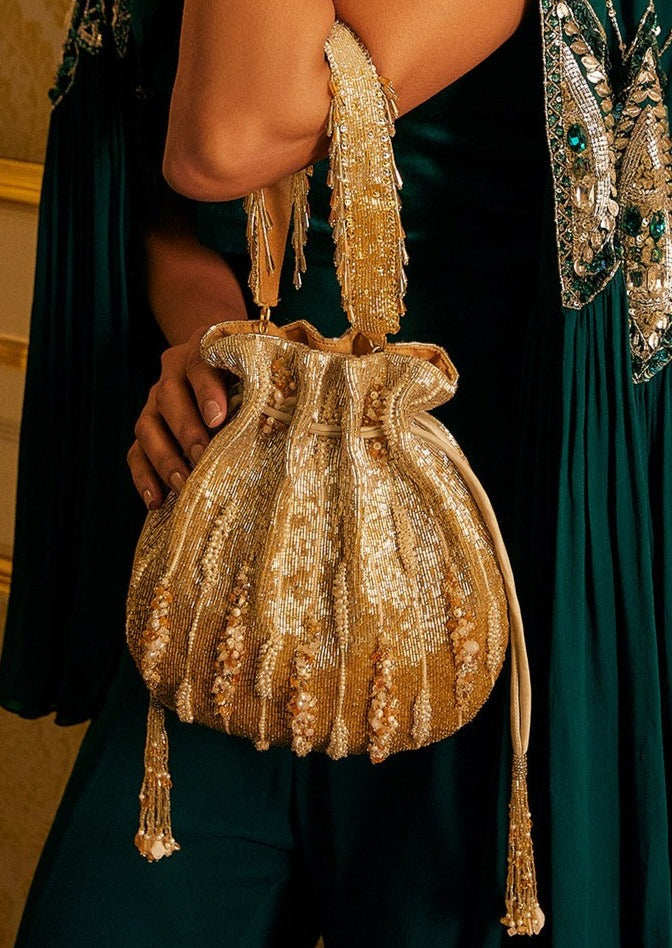 Nora Potli Peerless Gold Lustrous Silver Potli