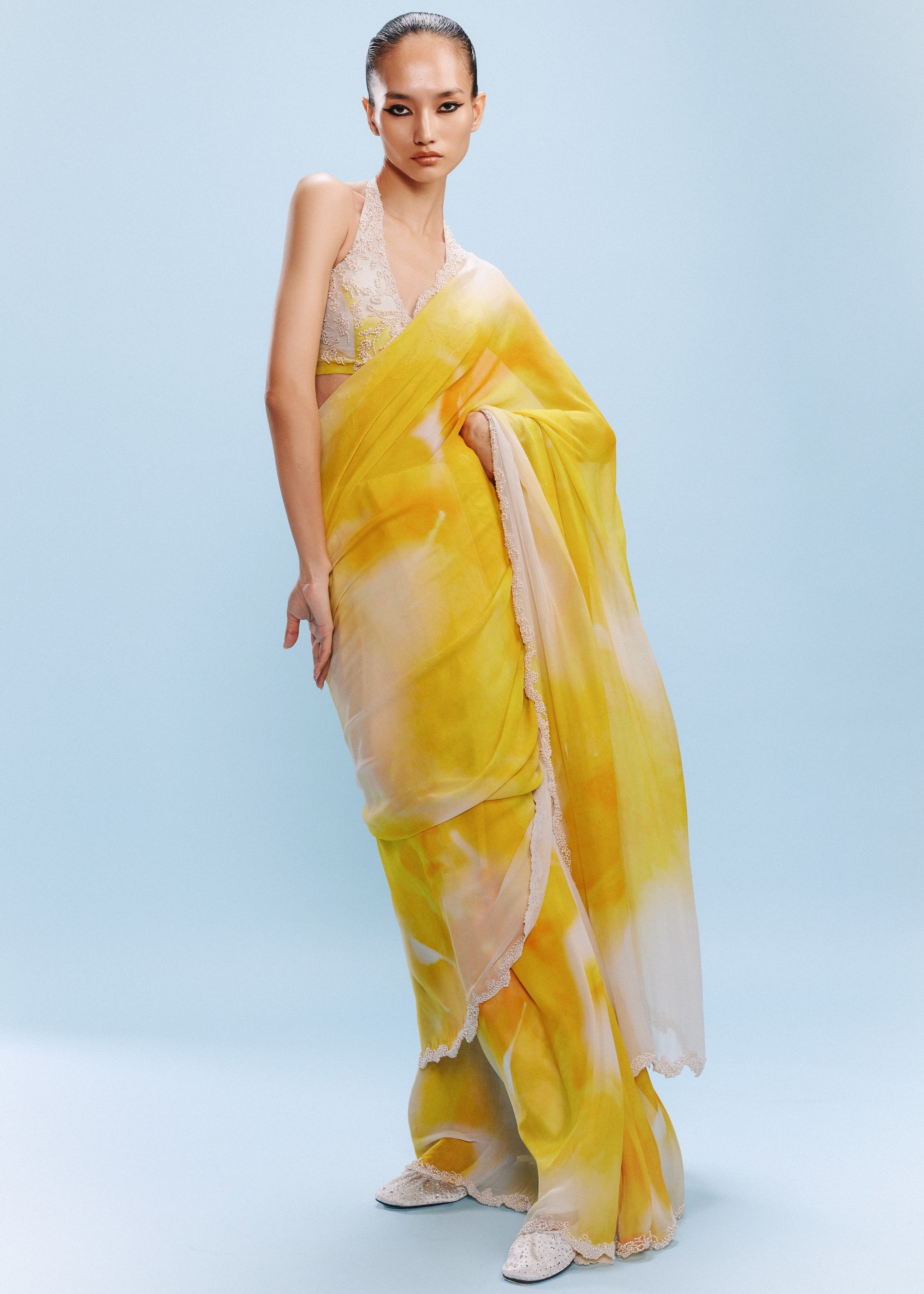 Asher Chiffon Water Colored Sari