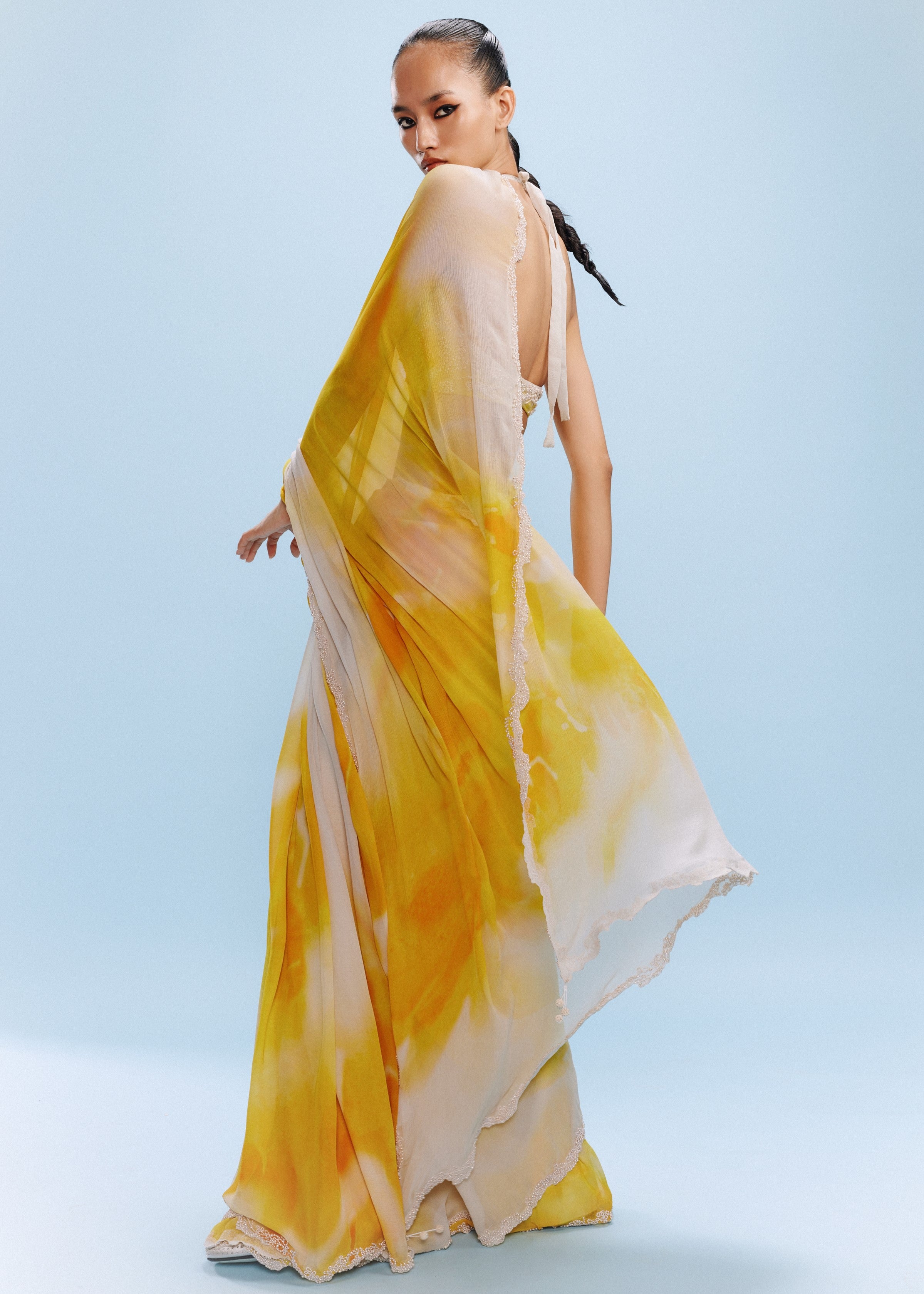 Asher Chiffon Water Colored Sari