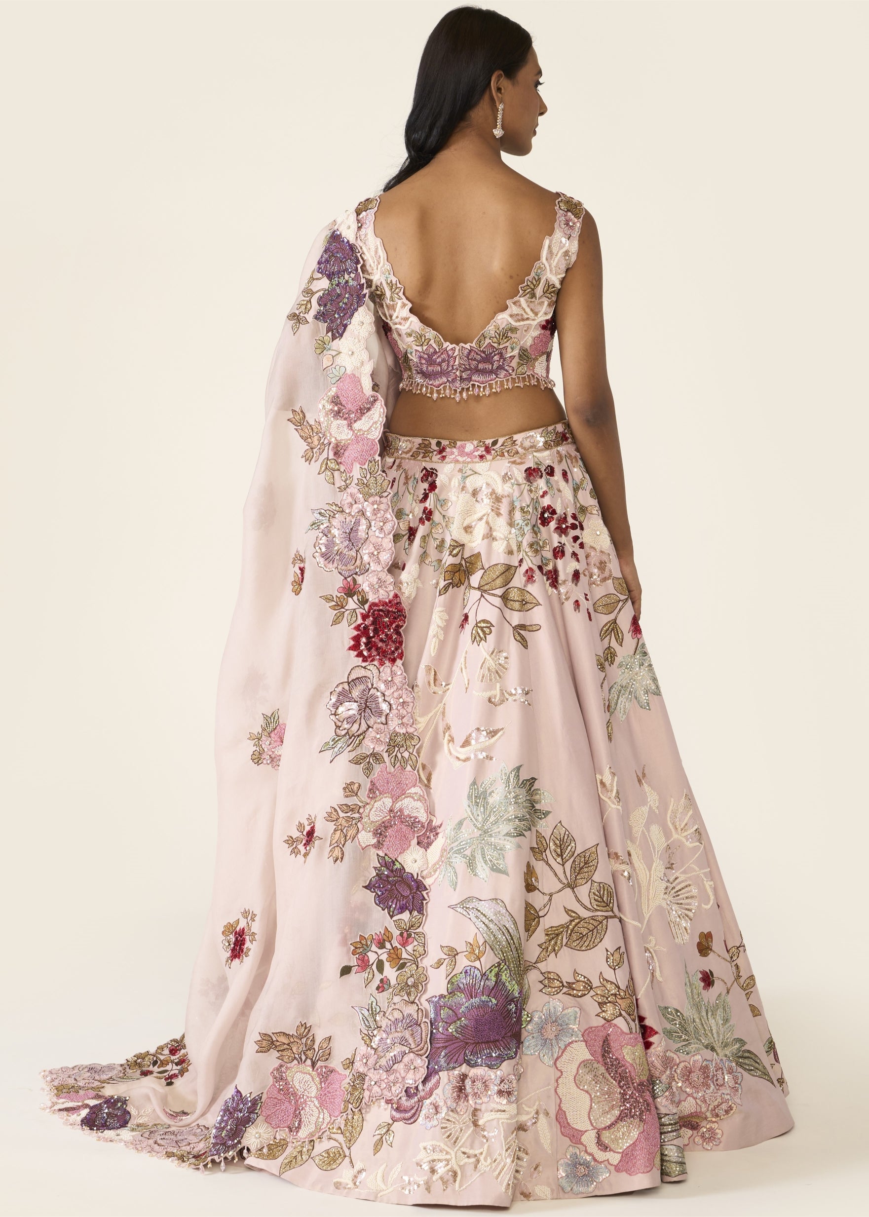 Pink Embroidered Lehenga Set