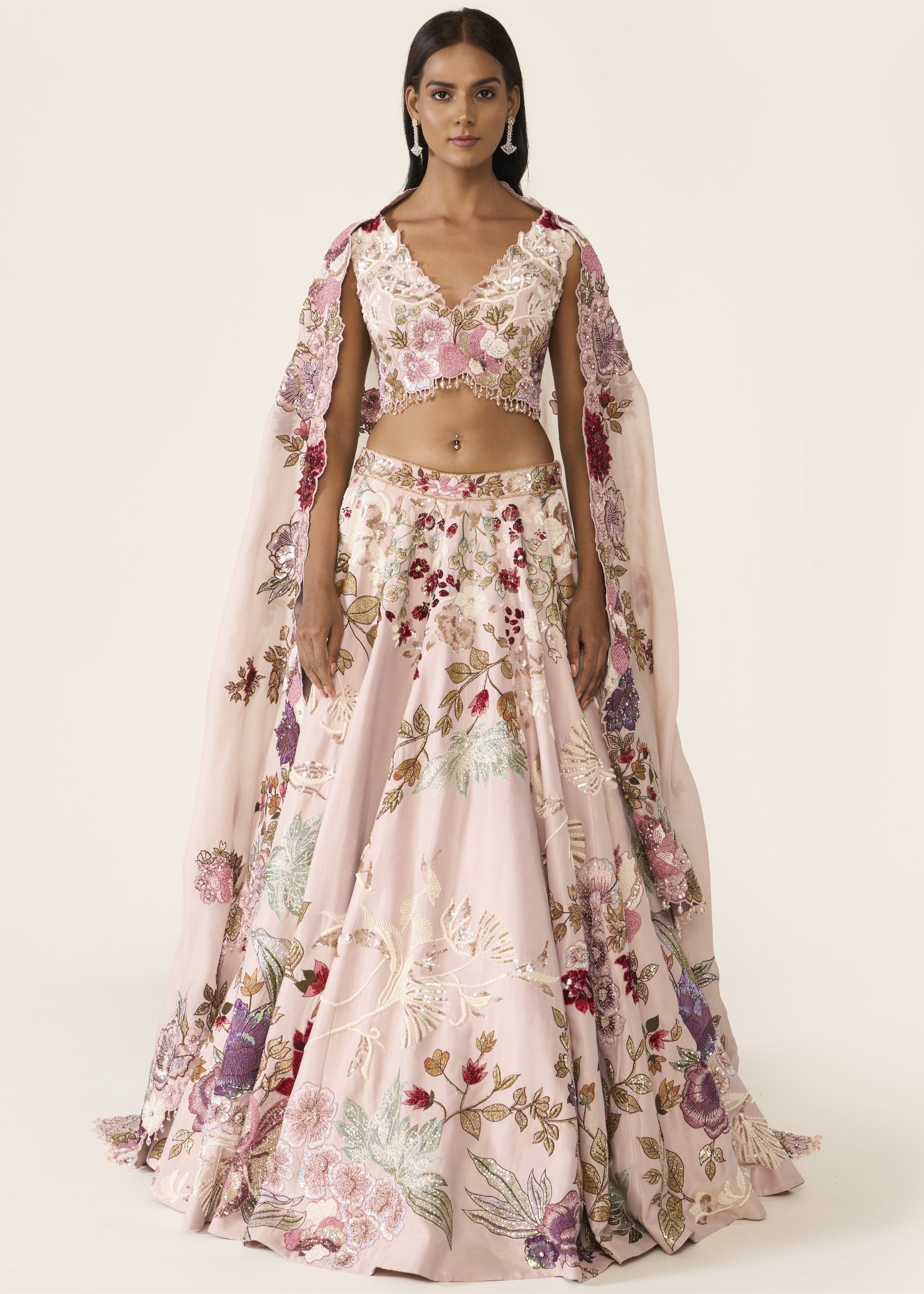 Pink Embroidered Lehenga Set