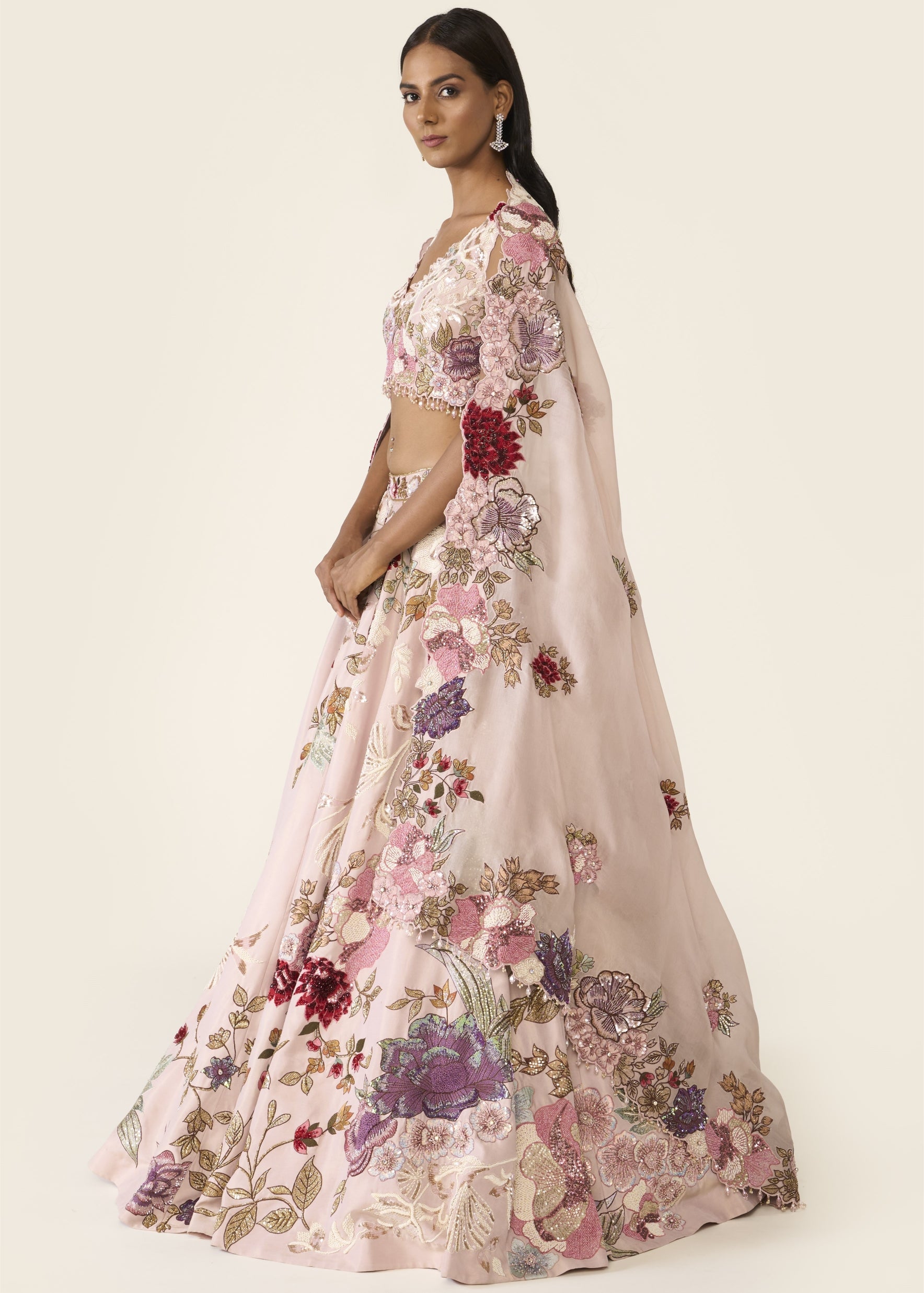 Pink Embroidered Lehenga Set