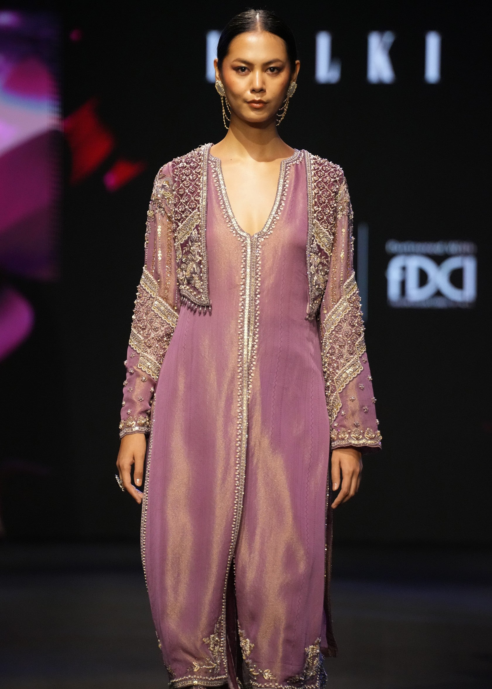 Mauve Velvet Kurta Set