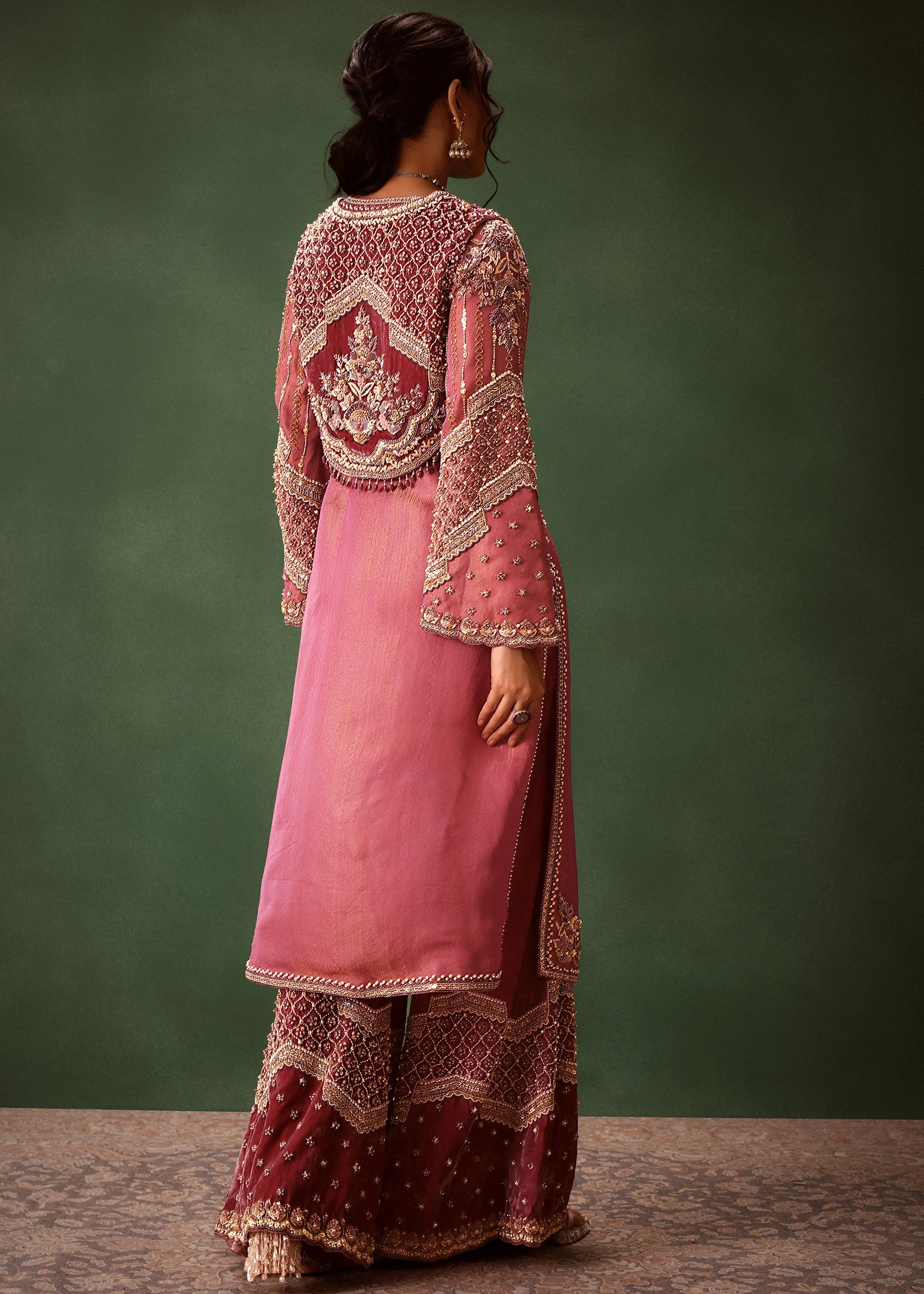 Mauve Velvet Kurta Set