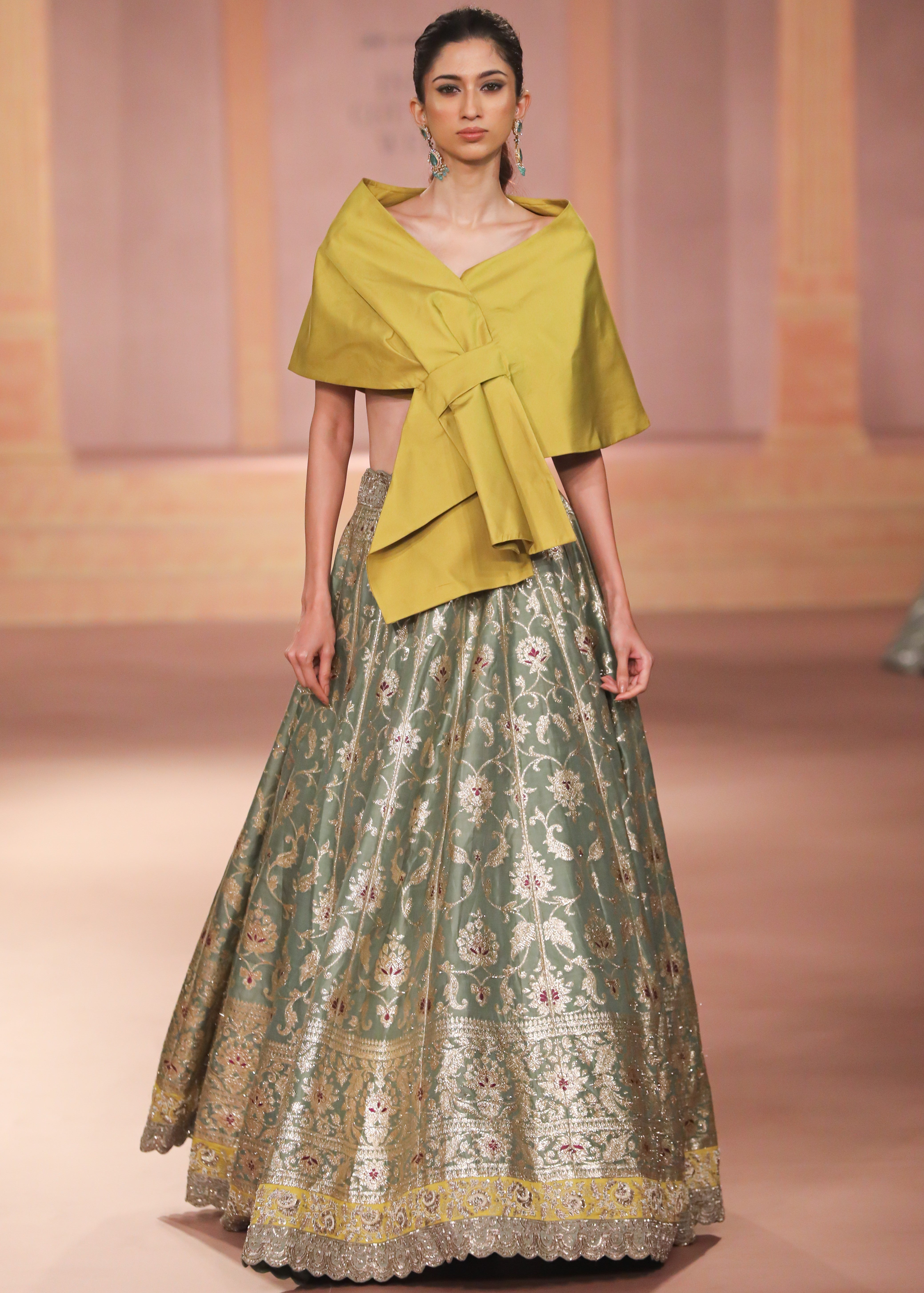 Mint & Mustard Lehenga Set