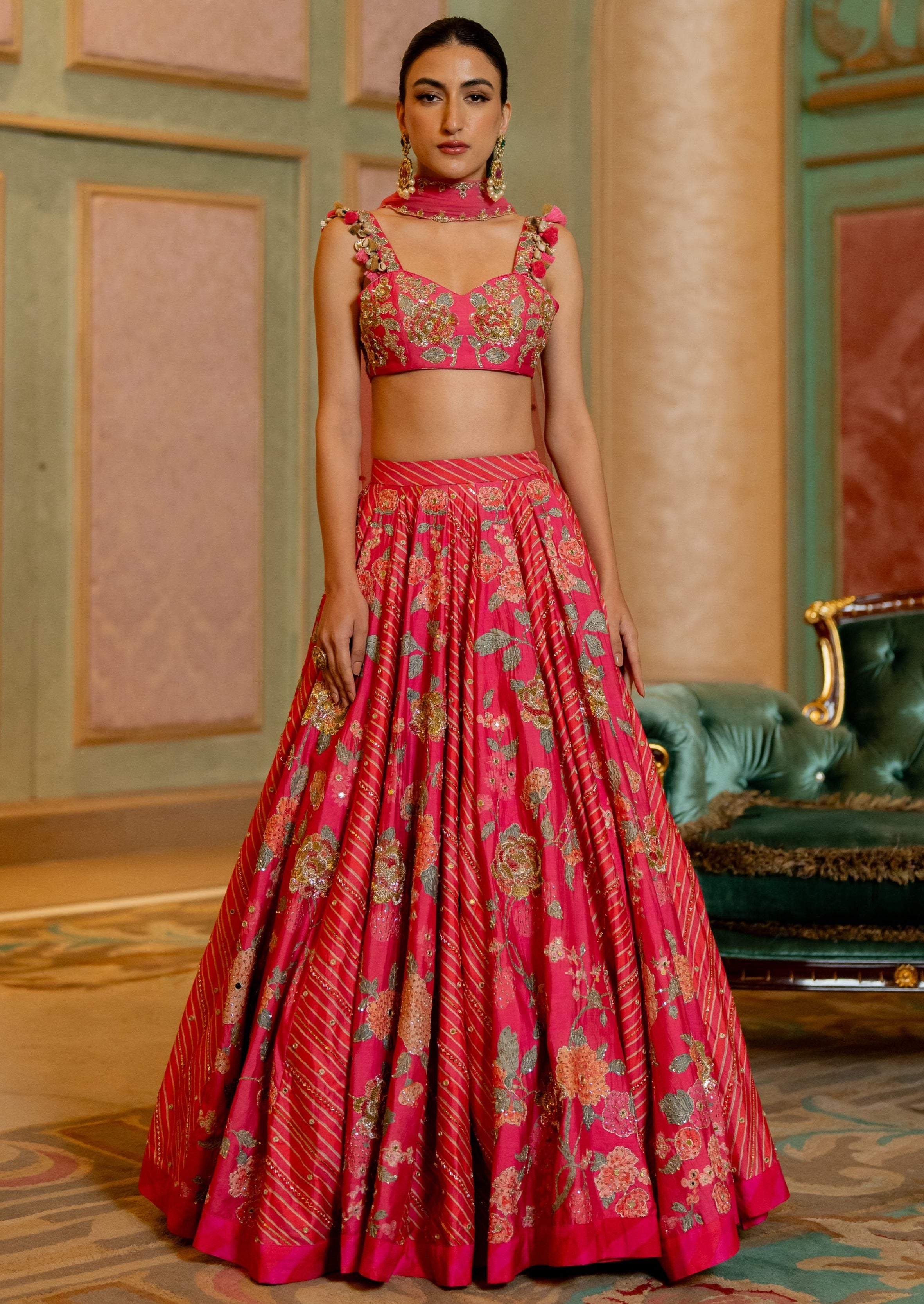 Blooming Floral Printed Lehenga Set