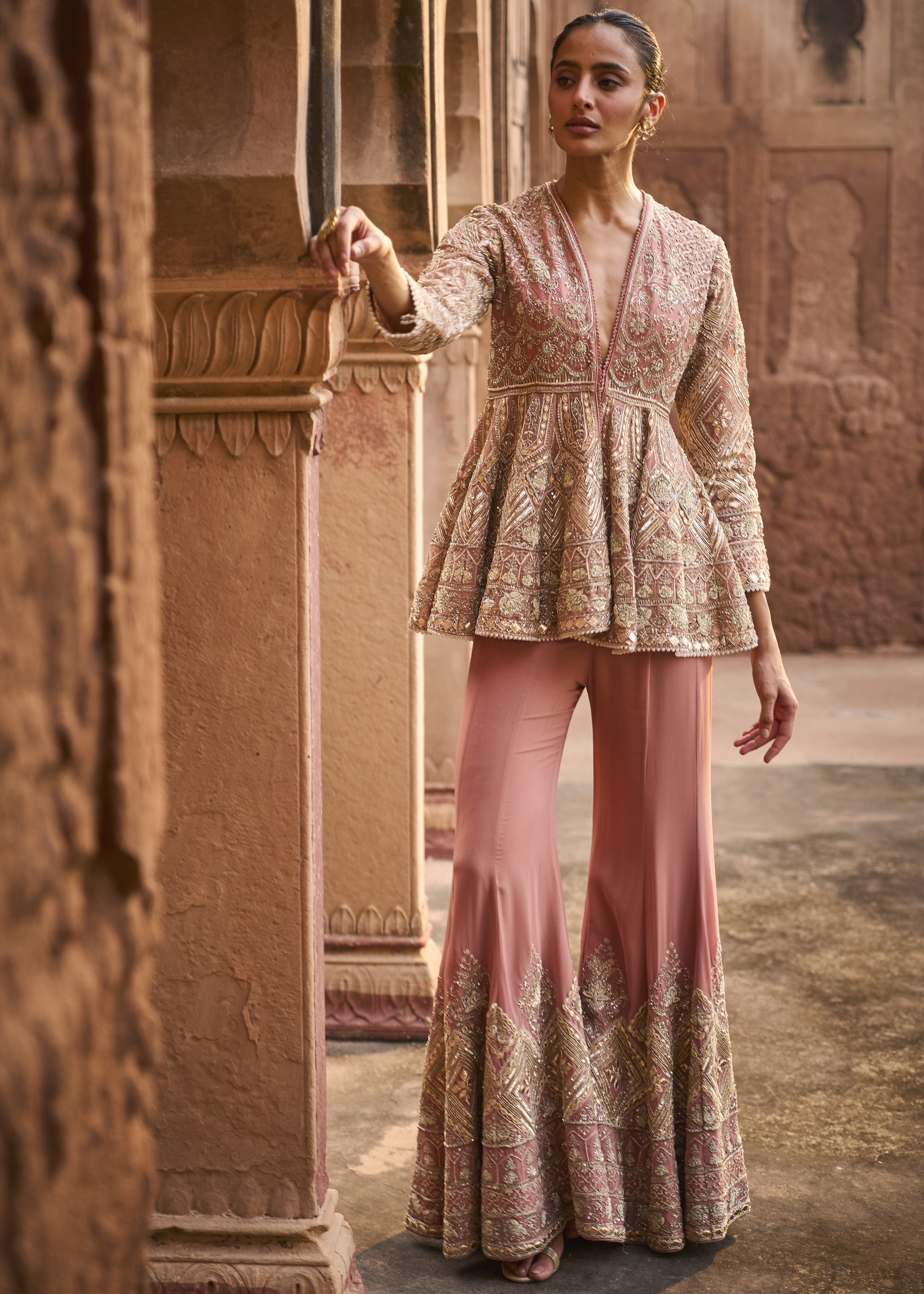 Peach Peplum Set