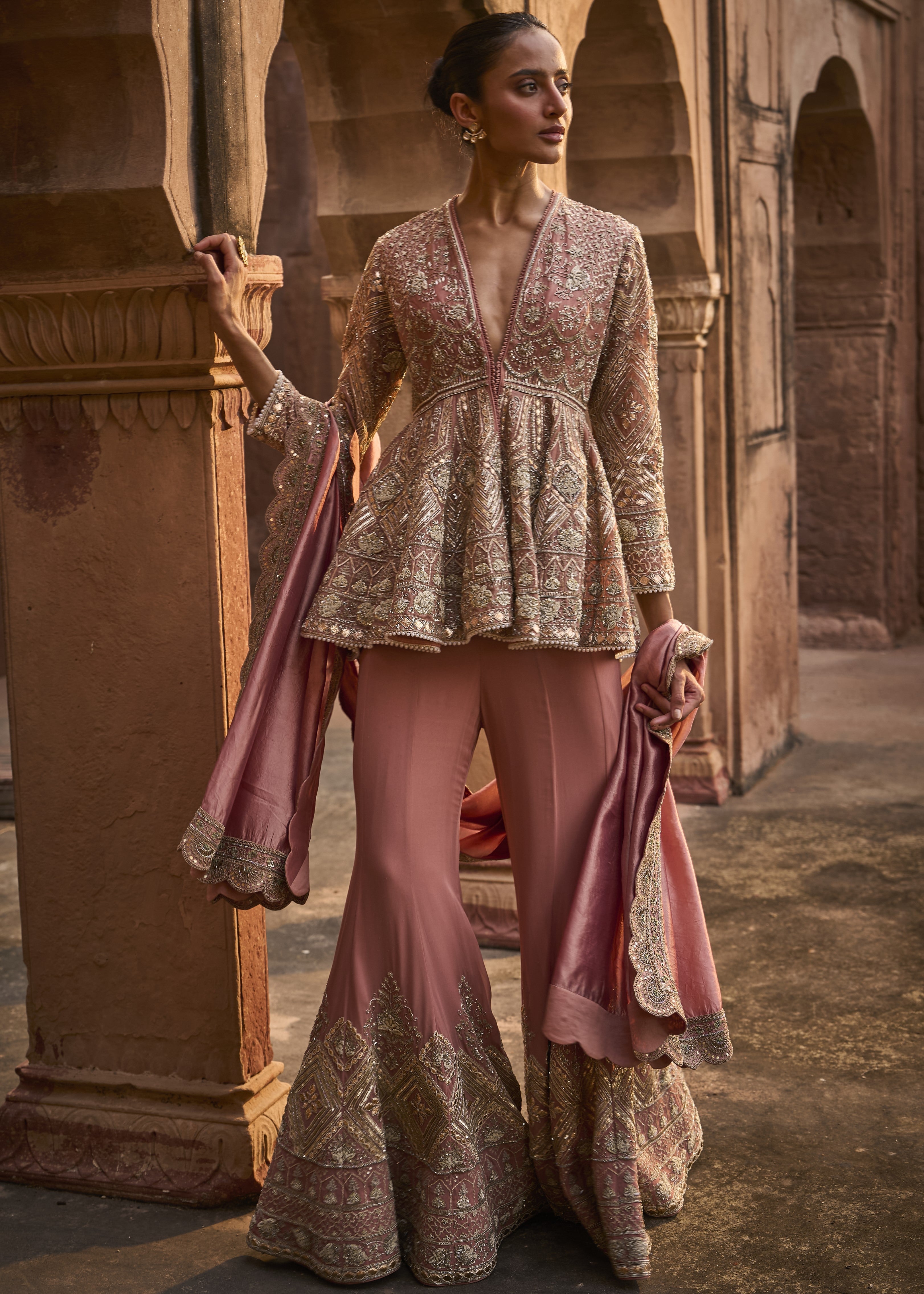 Peach Peplum Set