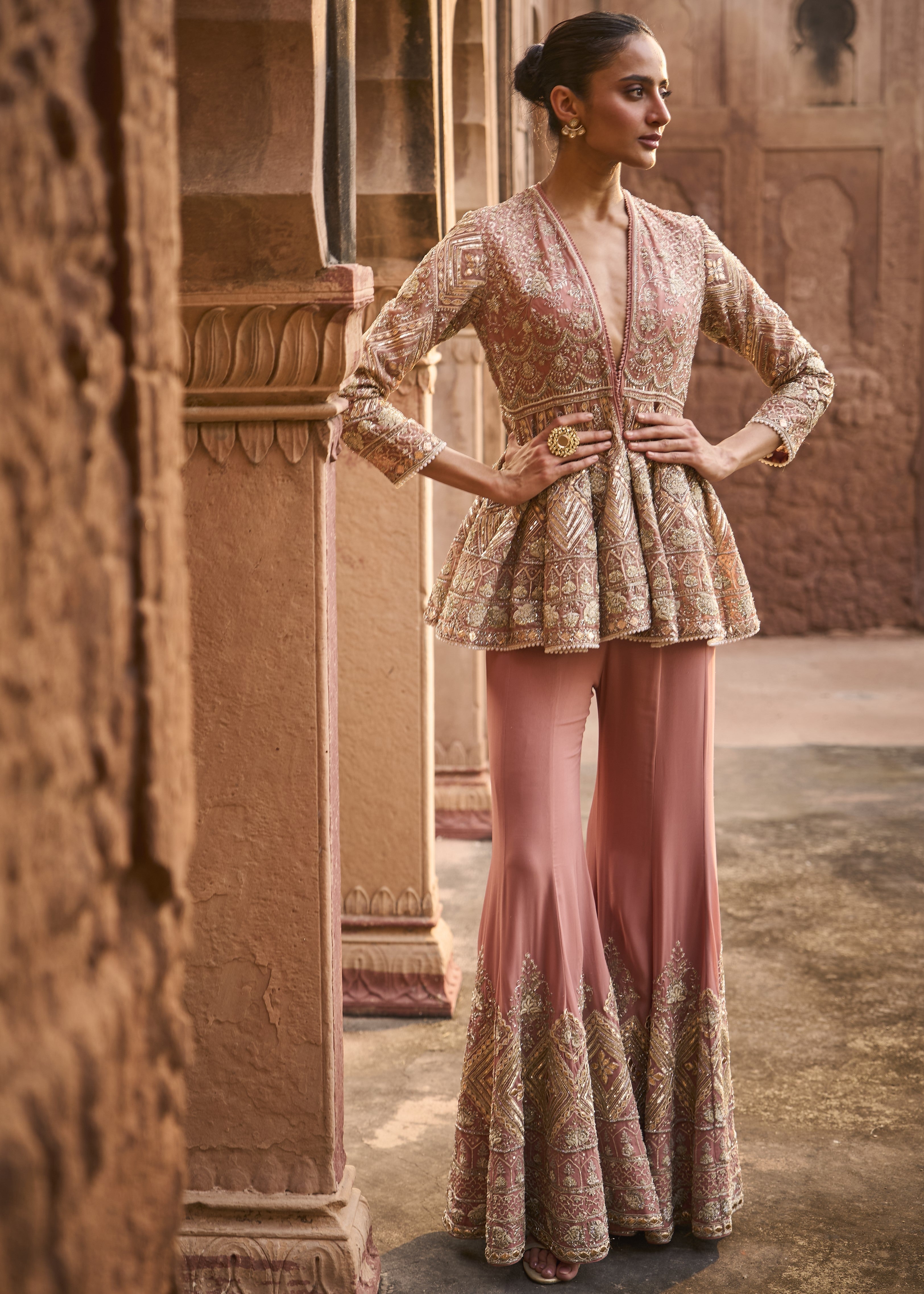Peach Peplum Set