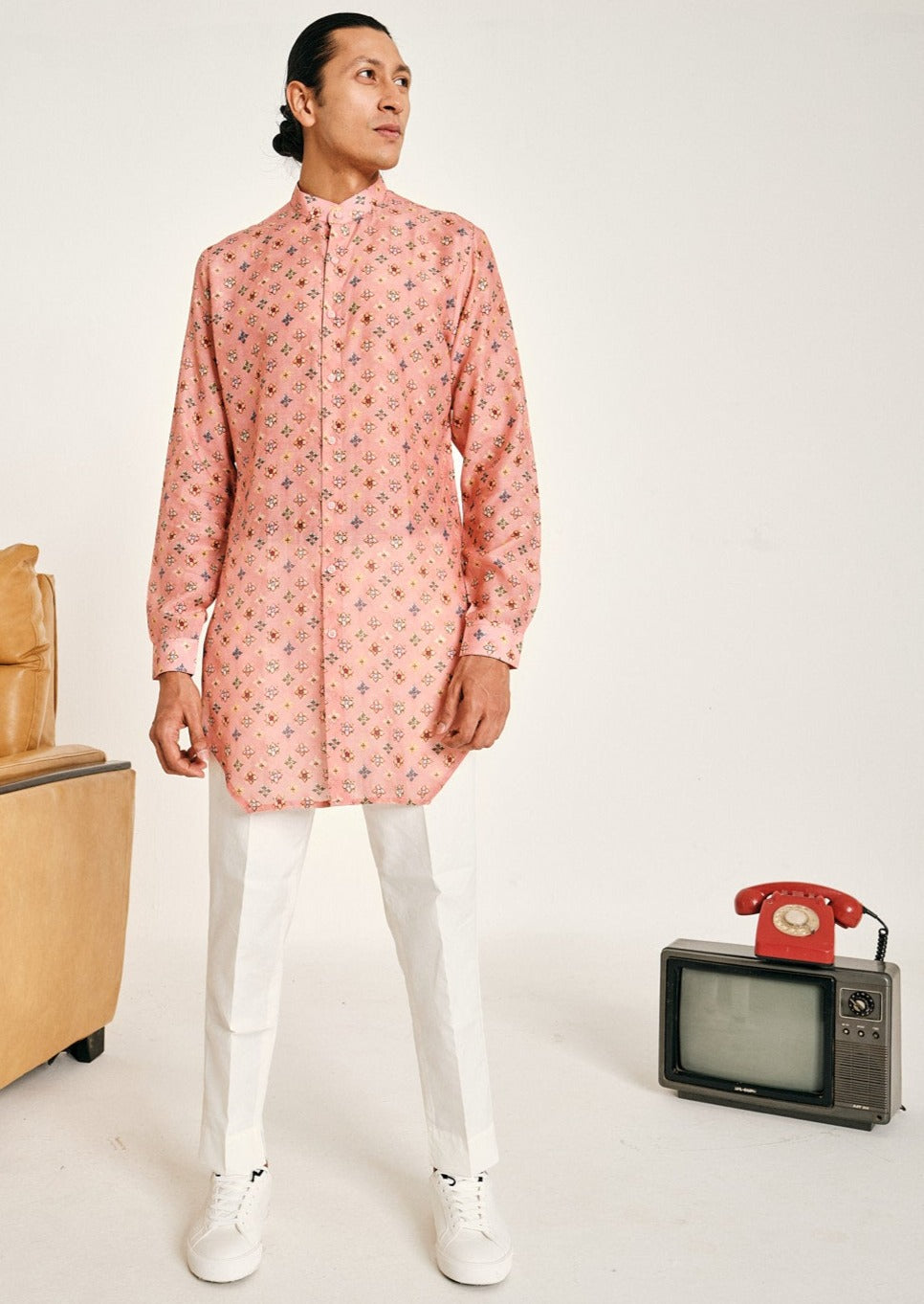 Rose Sitara Malai Cotton Kurta Pajama Set